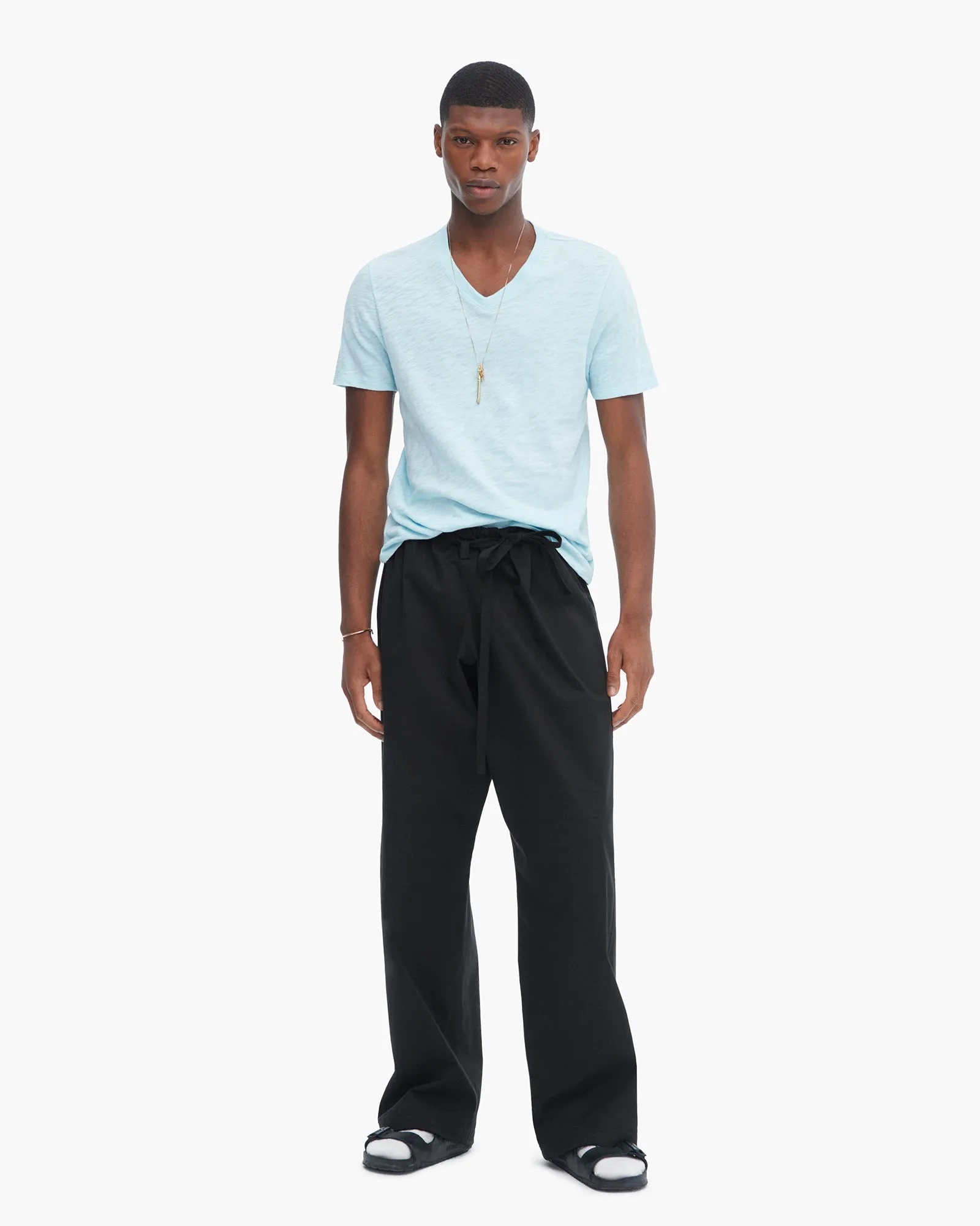 Slub Jersey V-Neck Tee - Ocean Blue sold by ATM