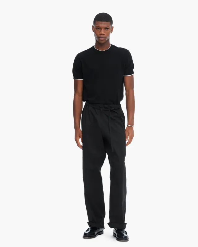 Cotton Cashmere Short Sleeve Crew Neck Sweater with Tipping - Black sold by ATM Anthony Thomas Melillo