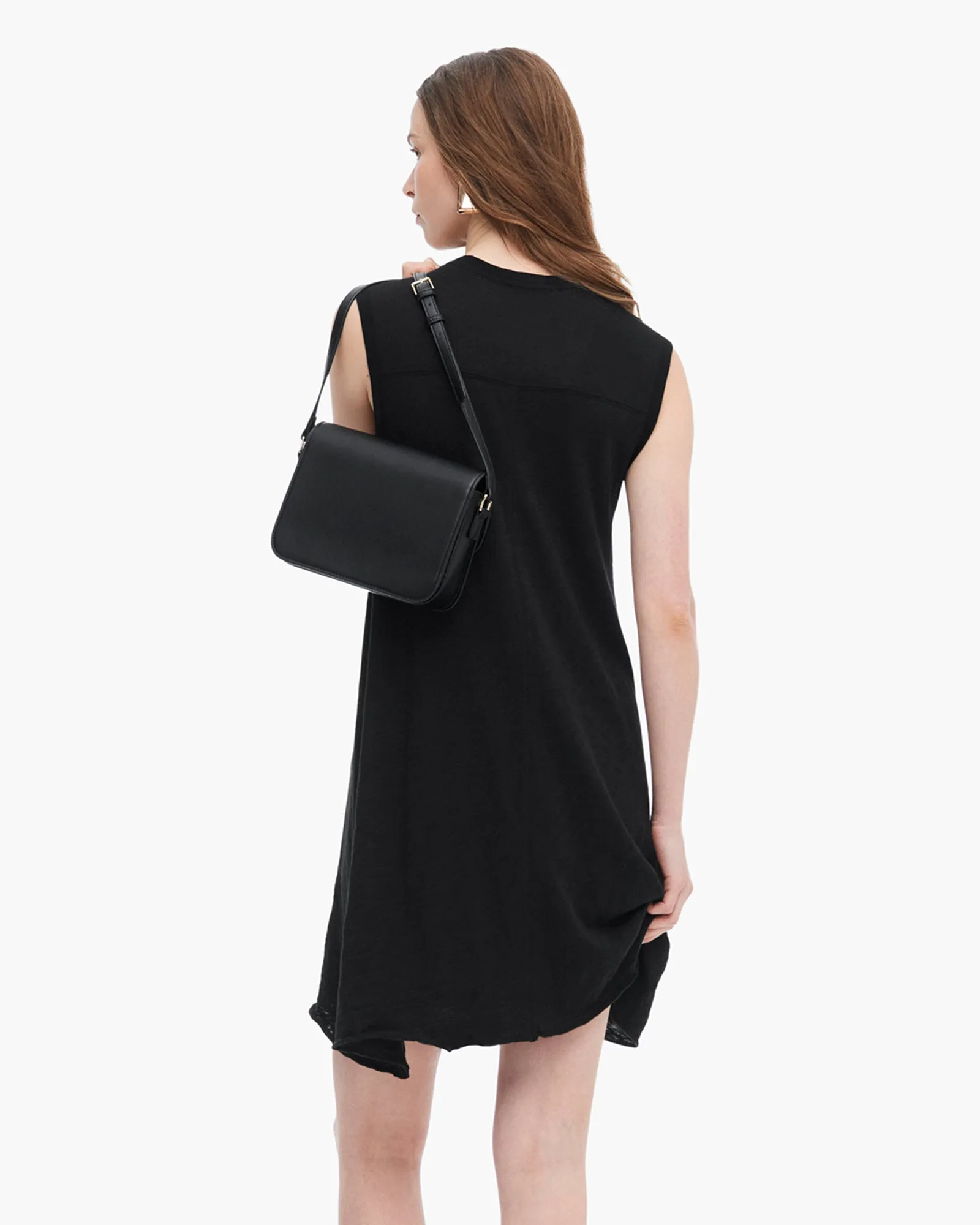 Slub Jersey Mixed Media Sleeveless Dress - Black sold by ATM Anthony Thomas Melillo product image thumbnail 3