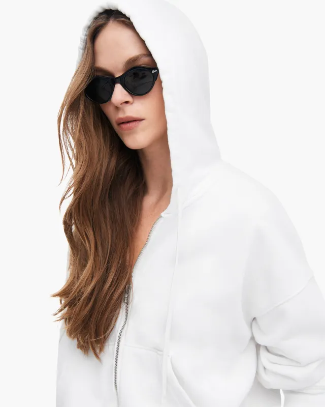 French Terry Pigment Wash Zip-Up Hoodie - White sold by ATM Anthony Thomas Melillo