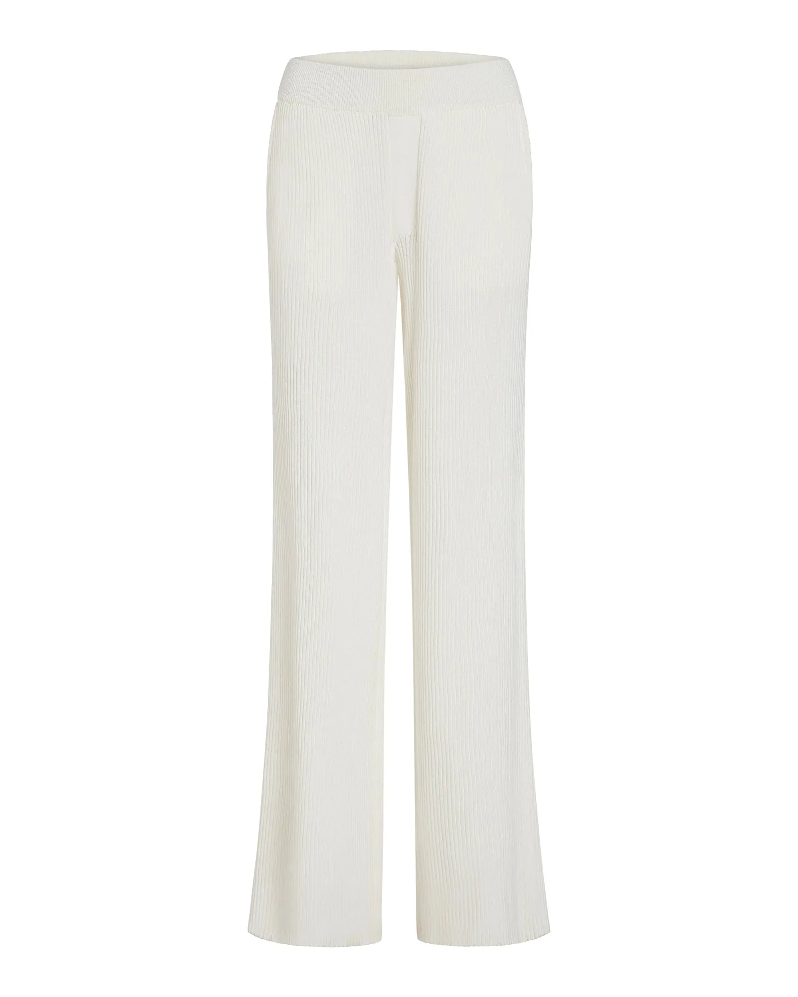 Cotton Cashmere Ribbed Wide Leg Pull On Pant - White sold by ATM product image thumbnail 5