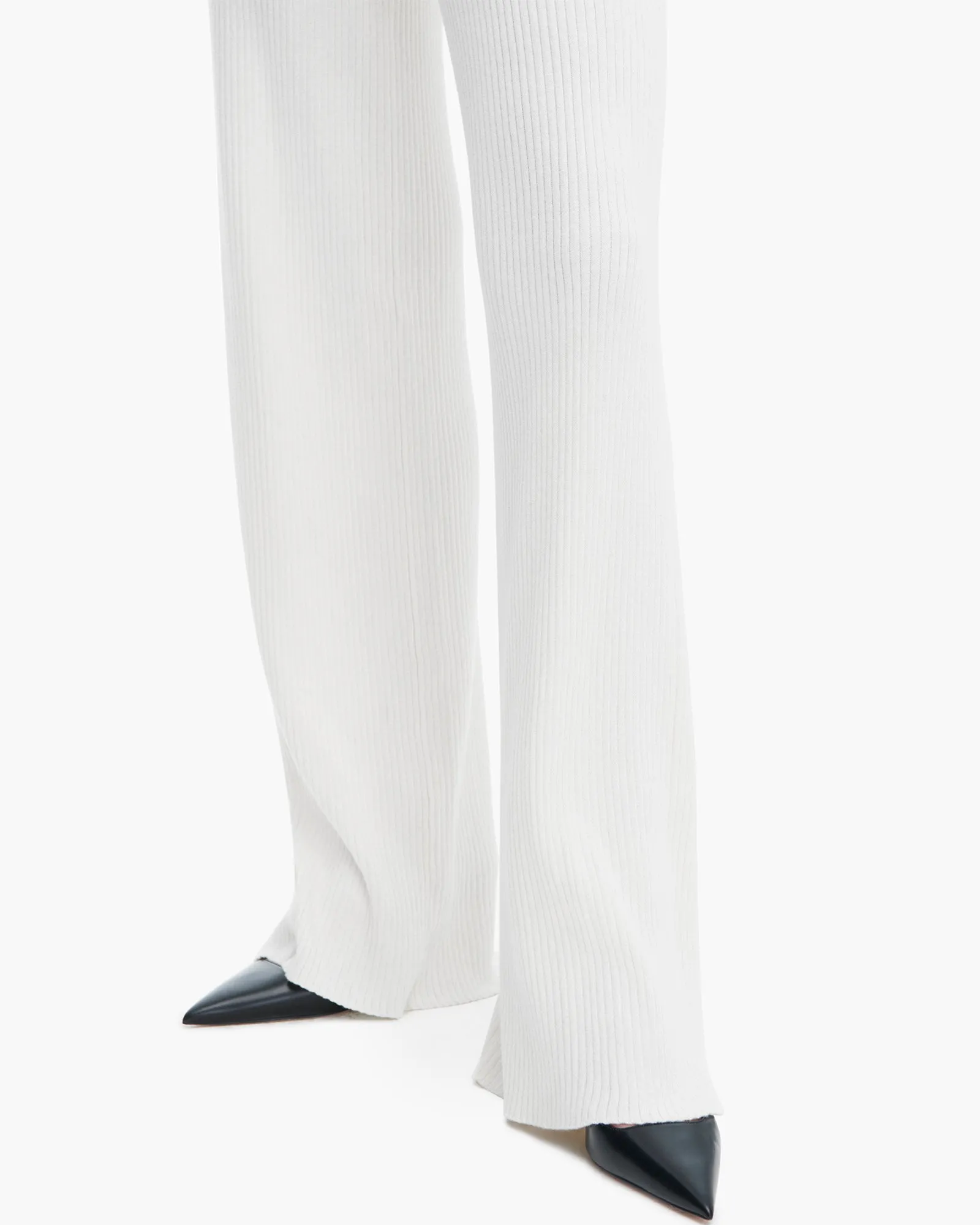 Cotton Cashmere Ribbed Wide Leg Pull On Pant - White sold by ATM product image thumbnail 4
