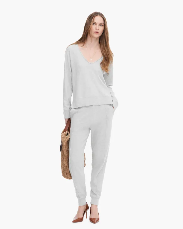 Cotton Cashmere Boxy V-Neck Sweater - H.Silver sold by ATM Anthony Thomas Melillo