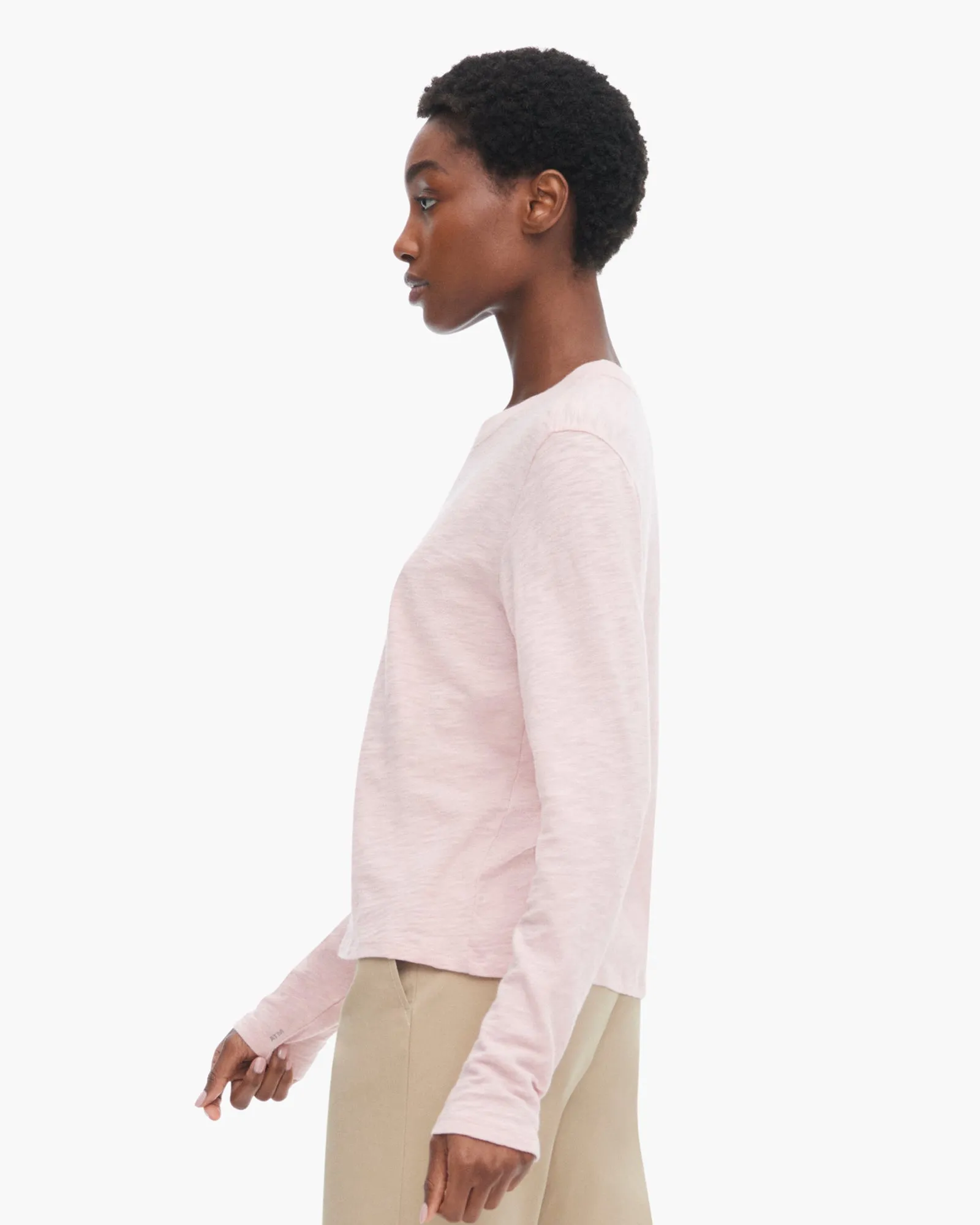 Slub Jersey Long Sleeve Crop Tee - English Rose sold by ATM Anthony Thomas Melillo product image thumbnail 2