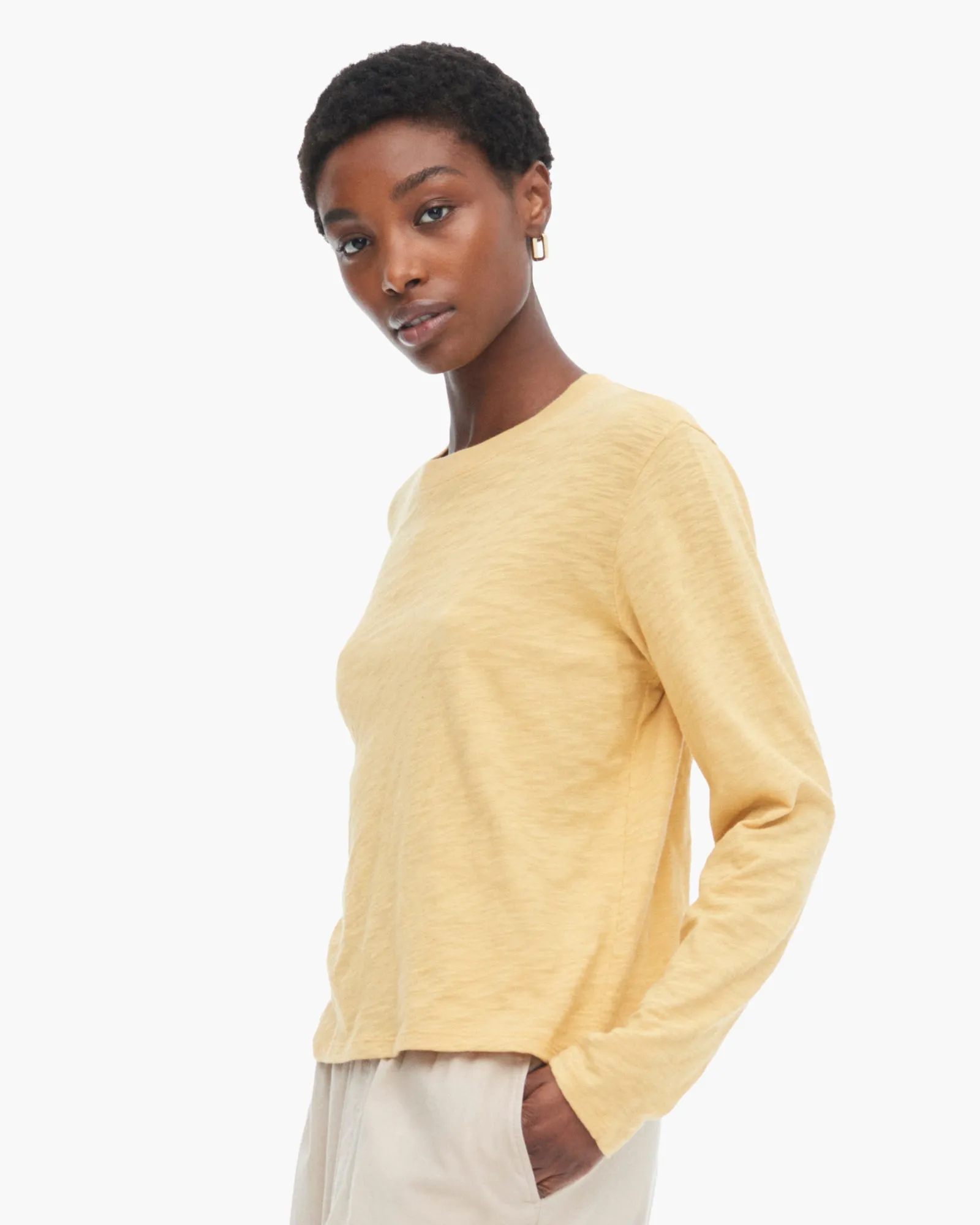 Slub Jersey Long Sleeve Crop Tee - Sunflower sold by ATM Anthony Thomas Melillo