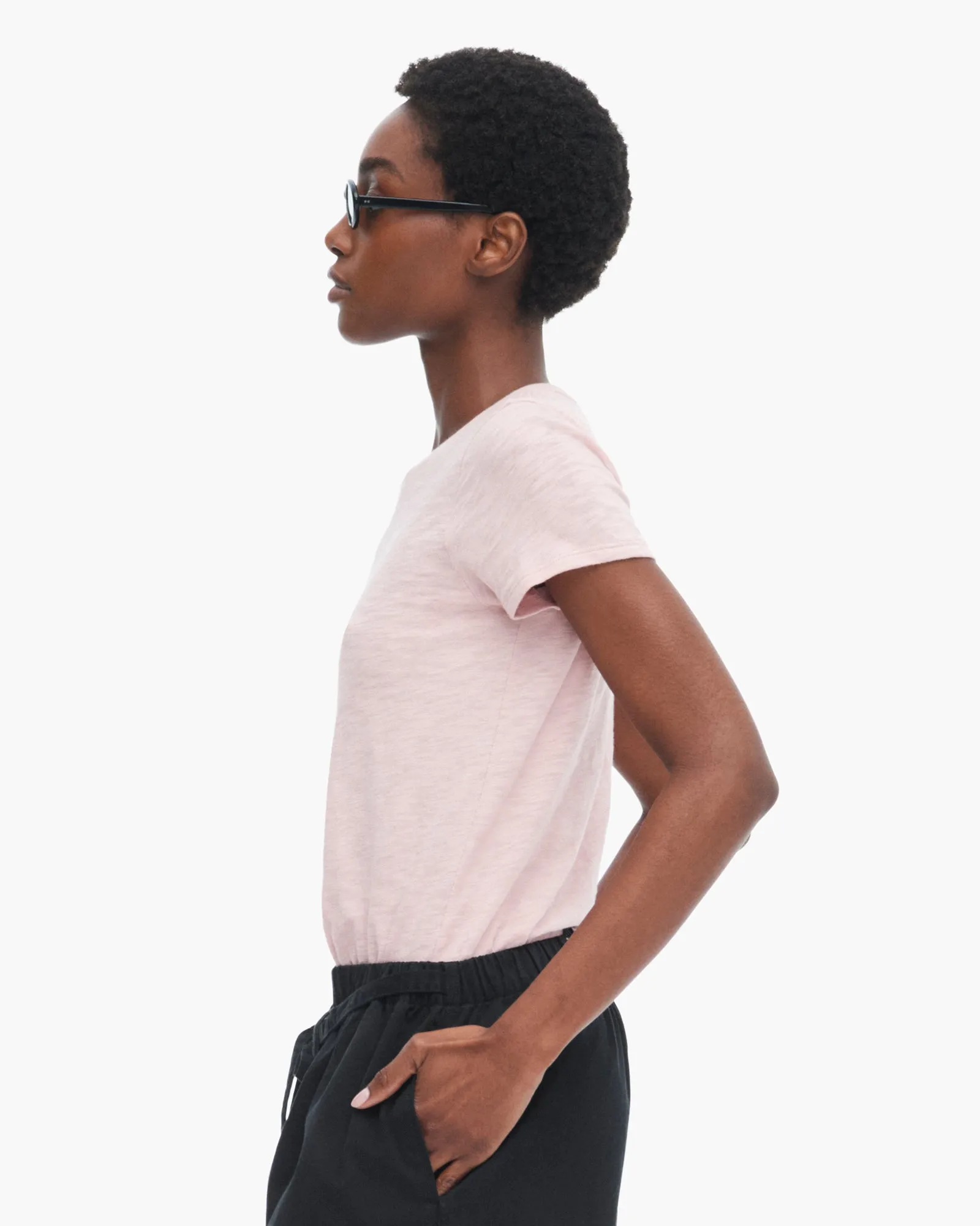 Slub Jersey Schoolboy Crew Neck Tee - English Rose sold by ATM Anthony Thomas Melillo product image thumbnail 2