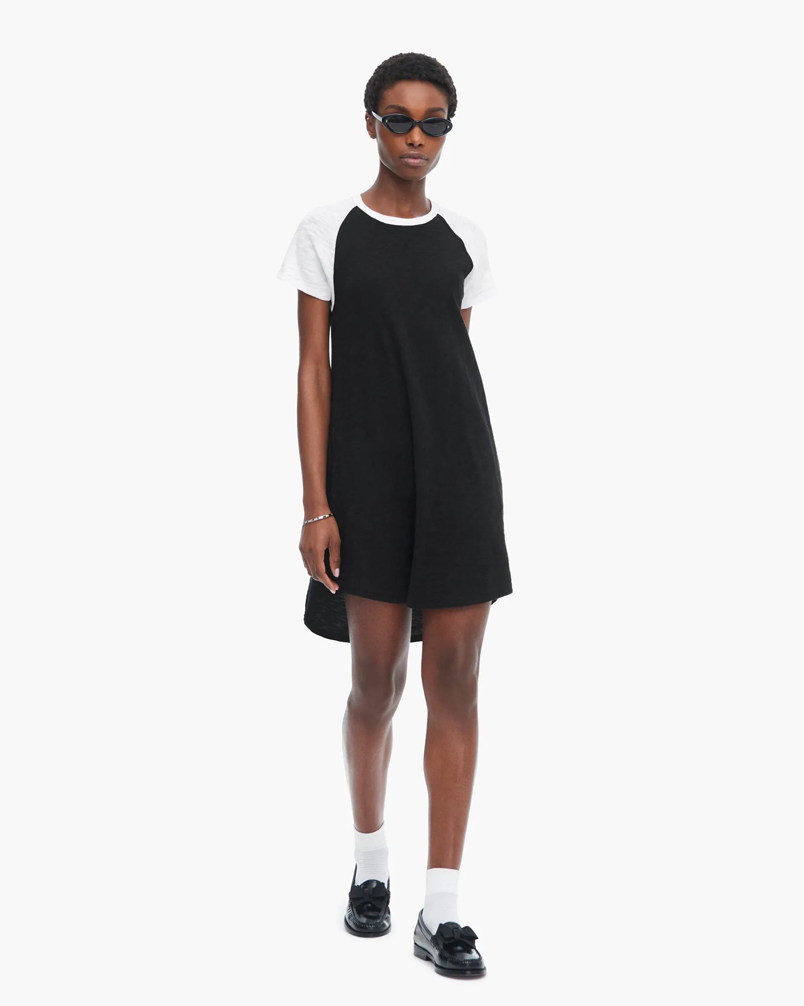 Slub Jersey Short Sleeve Baseball Dress - Black-White sold by ATM Anthony Thomas Melillo