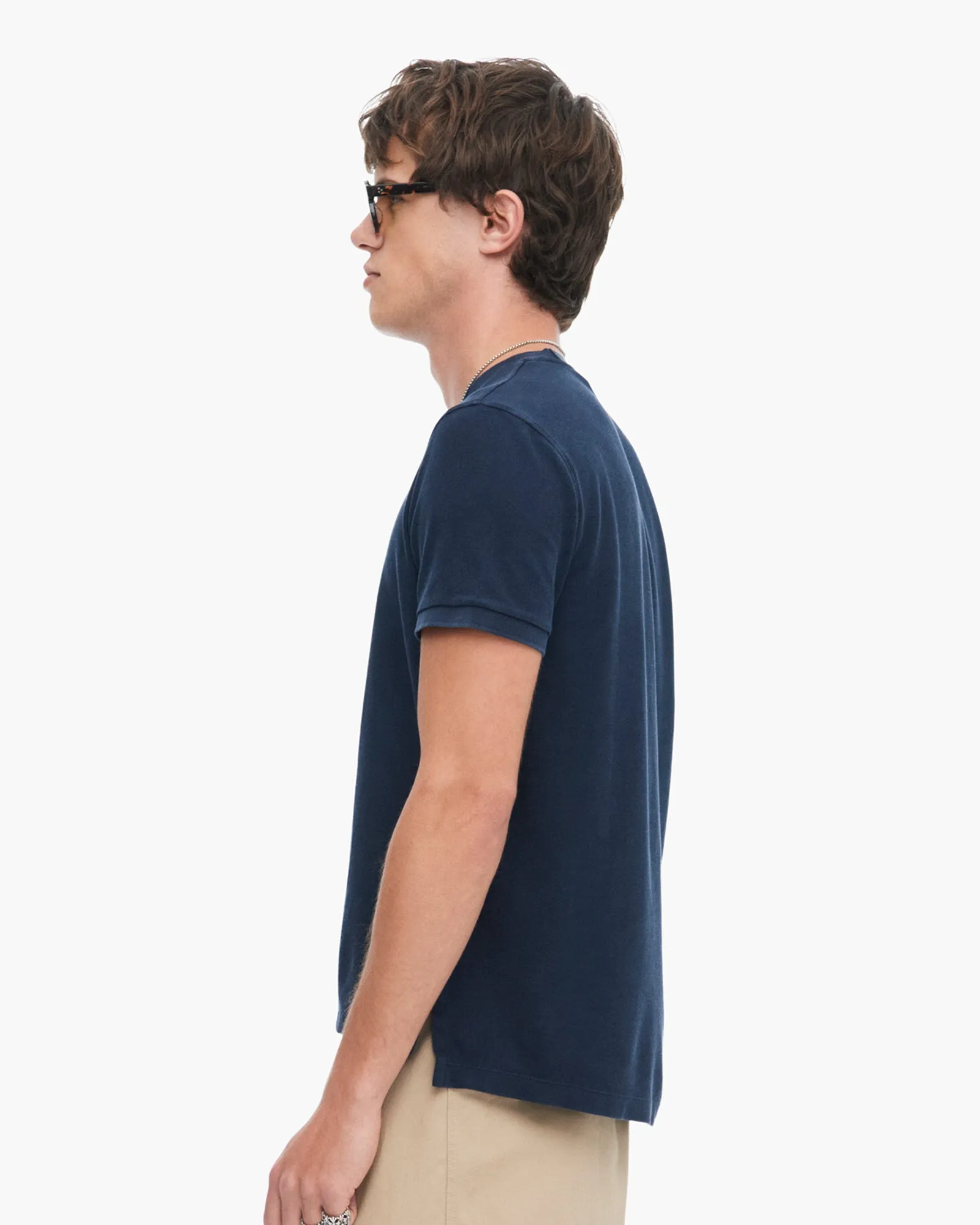 Pique with Sun Bleach Short Sleeve Crew Neck - Dark Navy sold by ATM product image thumbnail 2