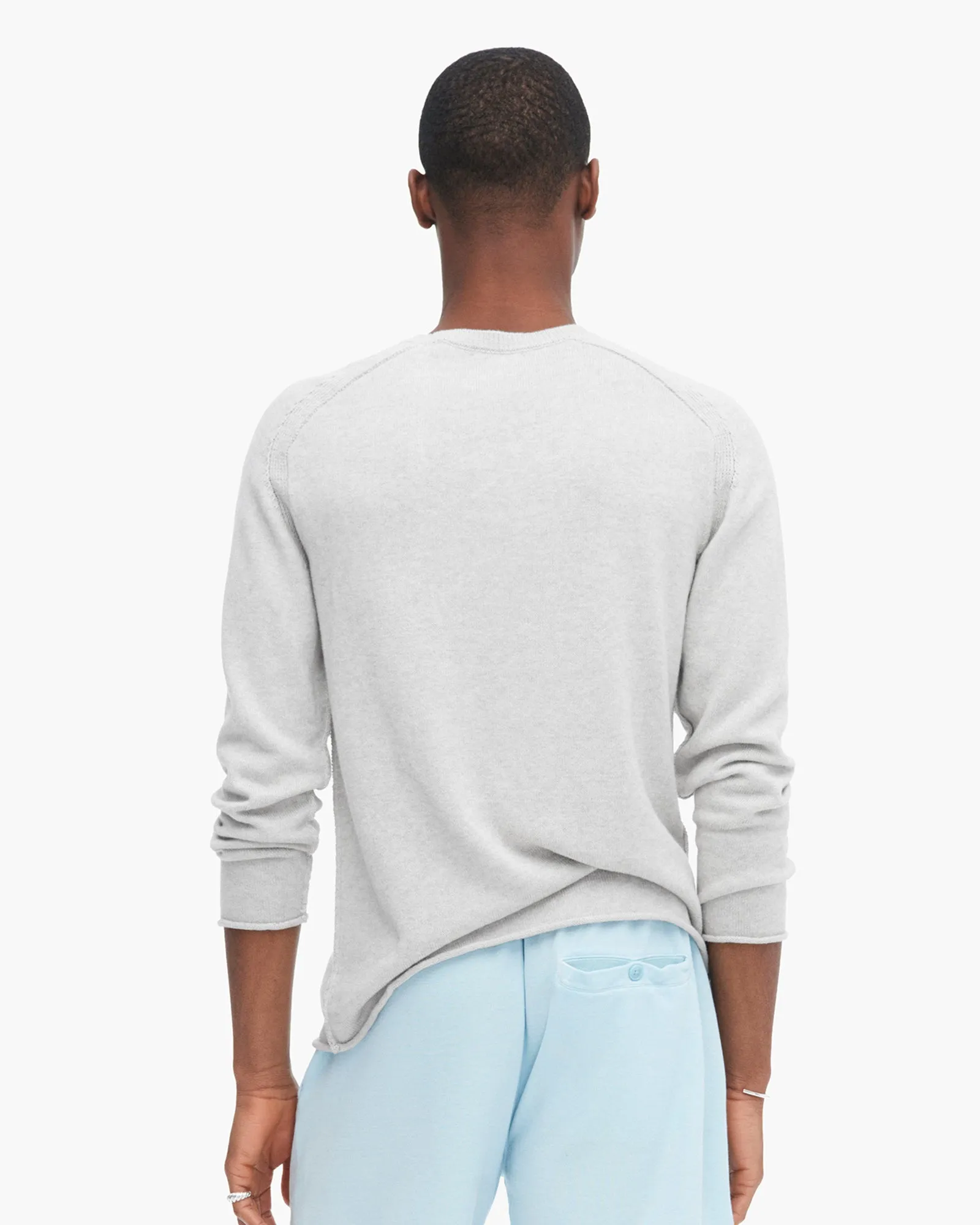 Cotton Cashmere Saddle Shoulder Crew Neck Sweater - H. Silver sold by ATM product image thumbnail 3