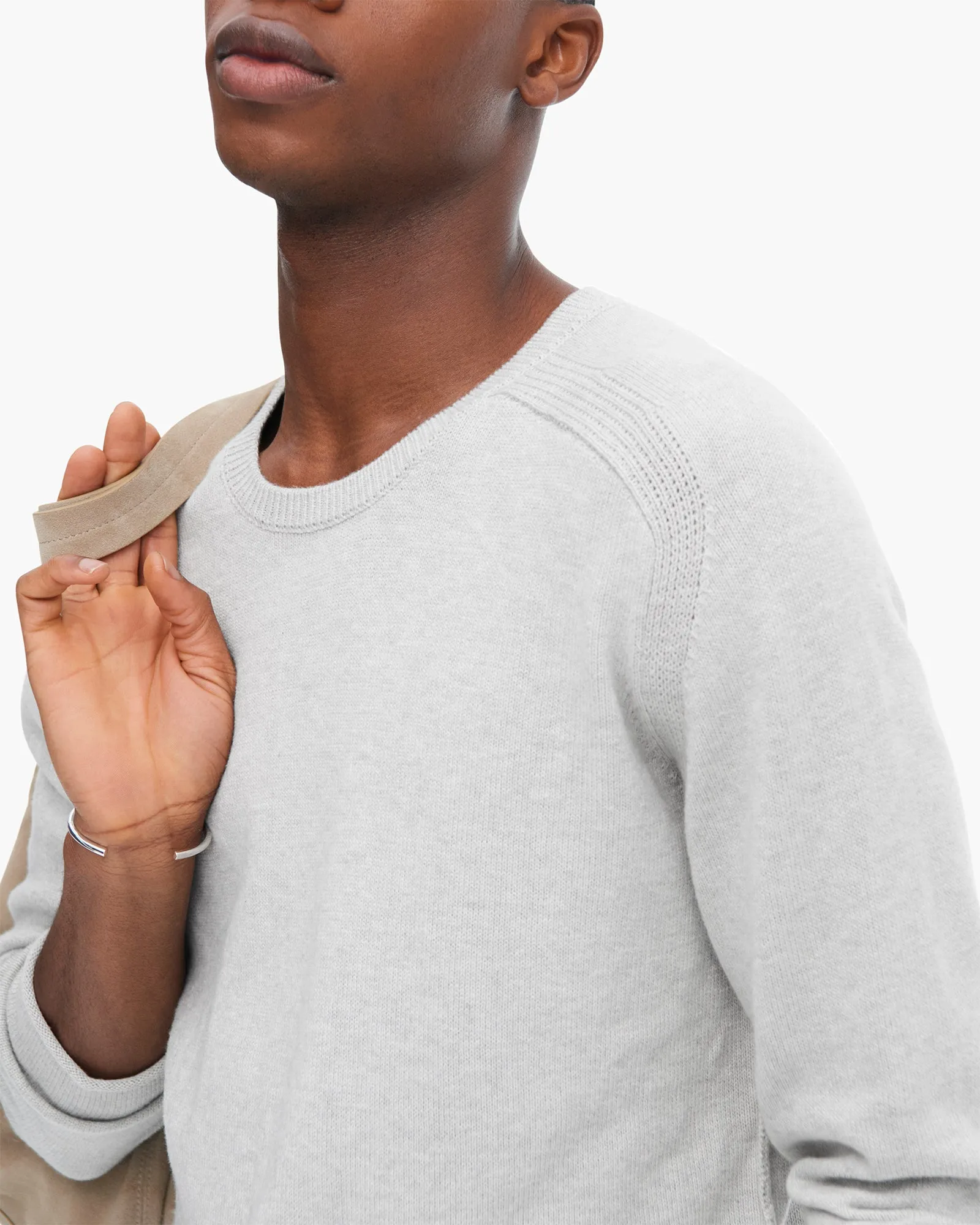 Cotton Cashmere Saddle Shoulder Crew Neck Sweater - H. Silver sold by ATM product image thumbnail 4