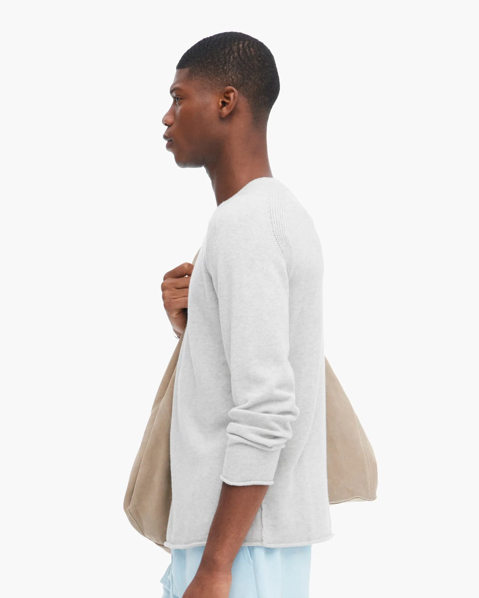 Cotton Cashmere Saddle Shoulder Crew Neck Sweater - H. Silver sold by ATM product image thumbnail 2