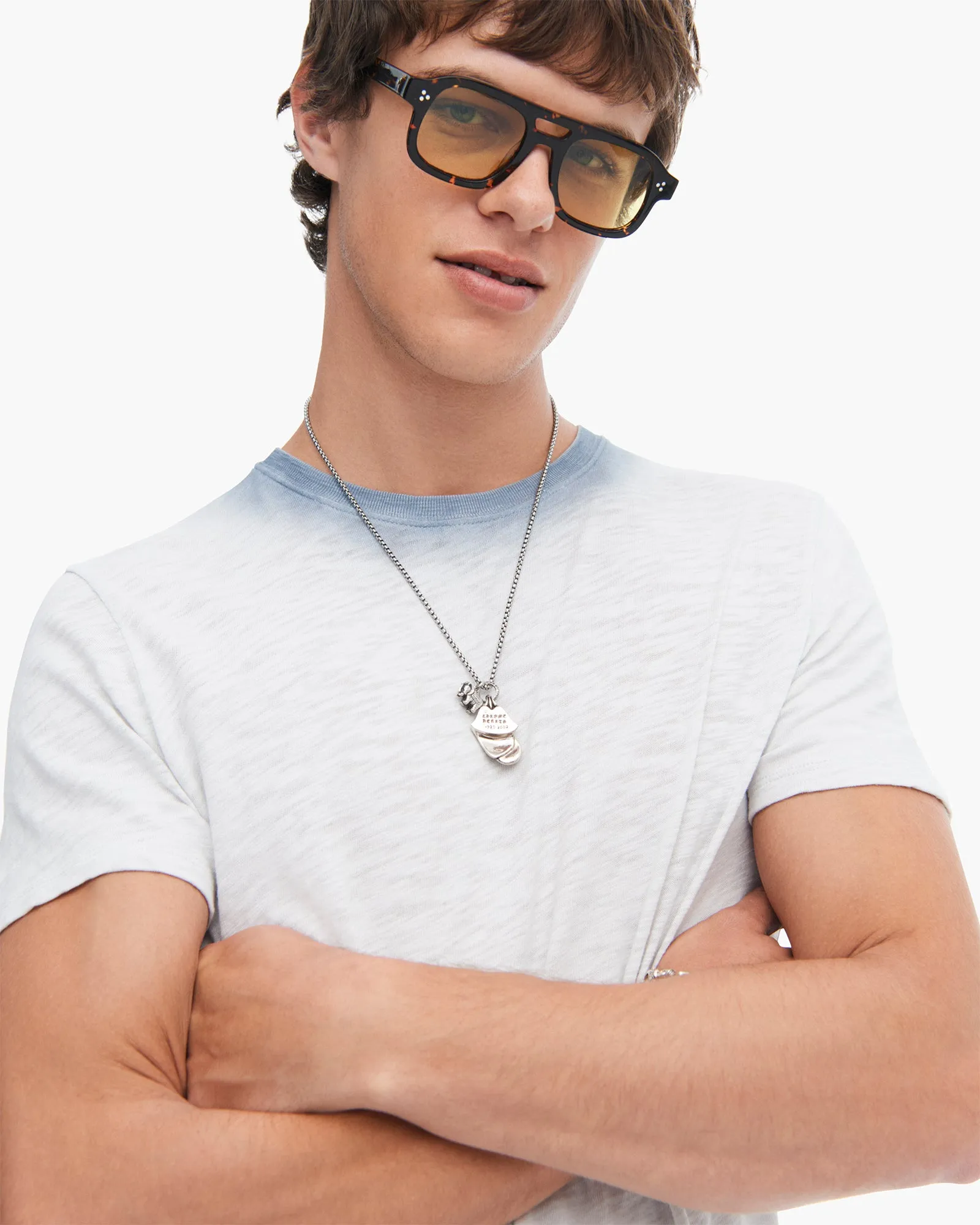 Spray Treatment Slub Jersey Short Sleeve Crew Neck Tee - Silver-Wash Navy sold by ATM product image thumbnail 4