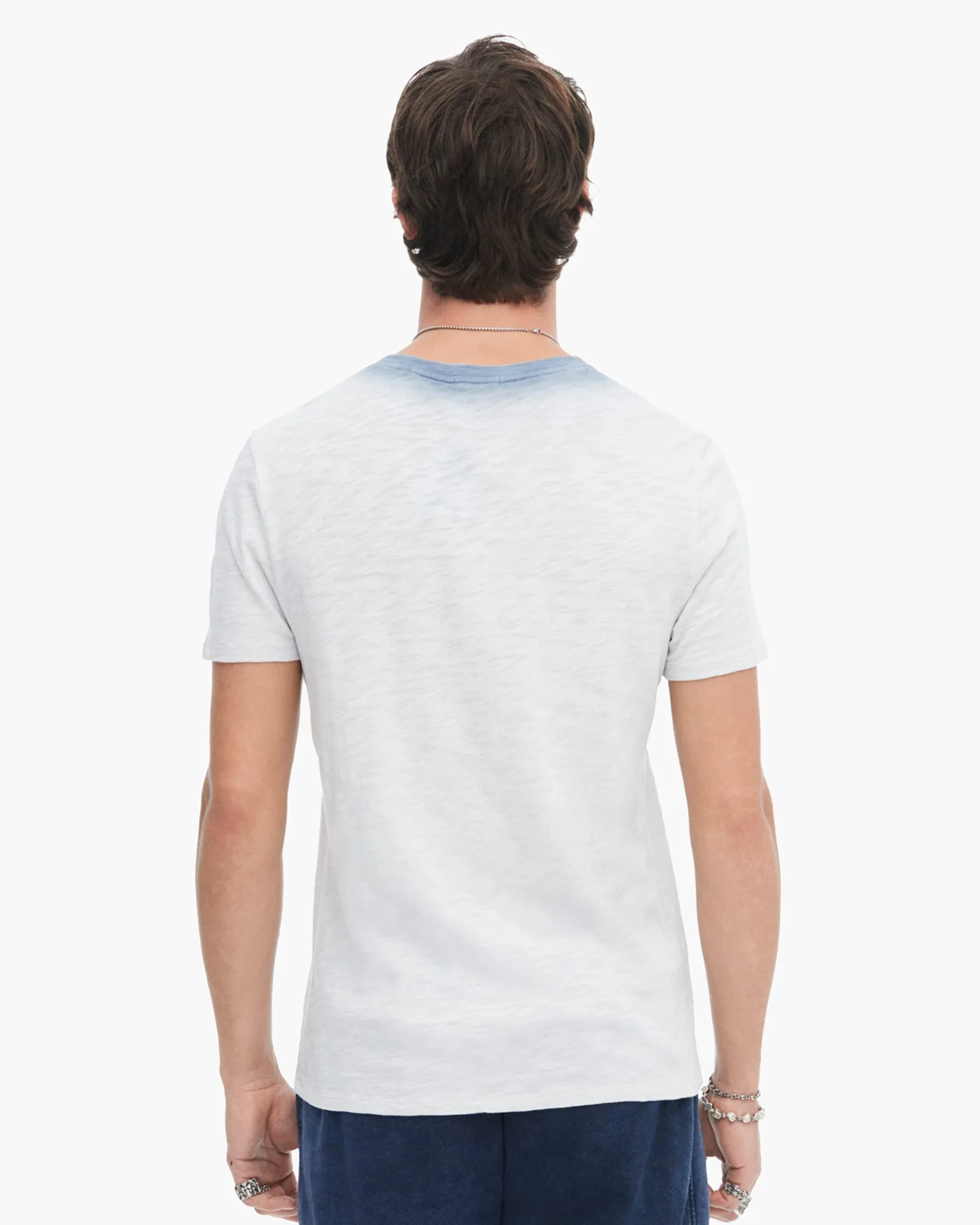 Spray Treatment Slub Jersey Short Sleeve Crew Neck Tee - Silver-Wash Navy sold by ATM product image thumbnail 3