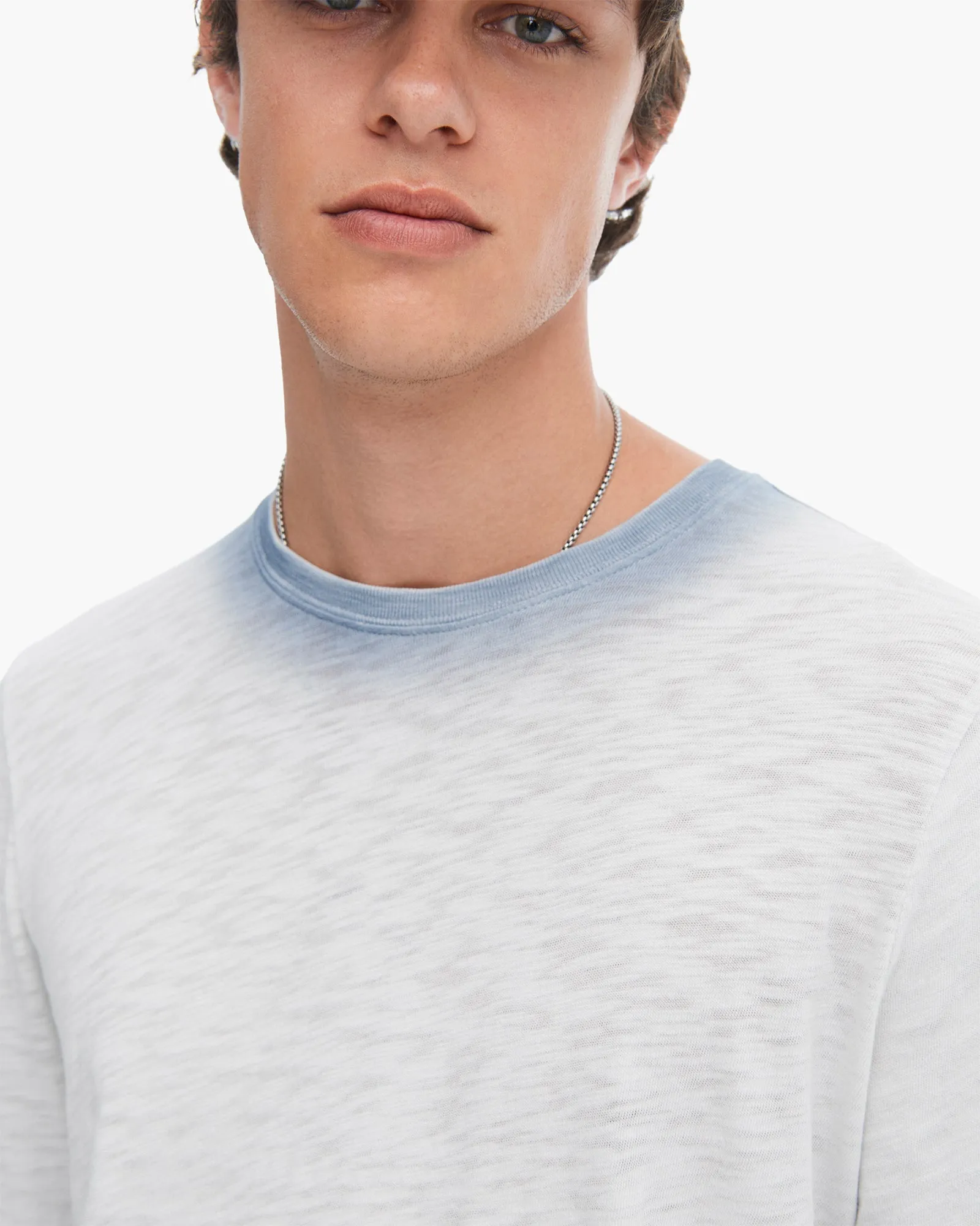 Spray Treatment Slub Jersey Destroyed Long Sleeve Crew Neck Tee - Silver-Wash Navy sold by ATM product image thumbnail 4