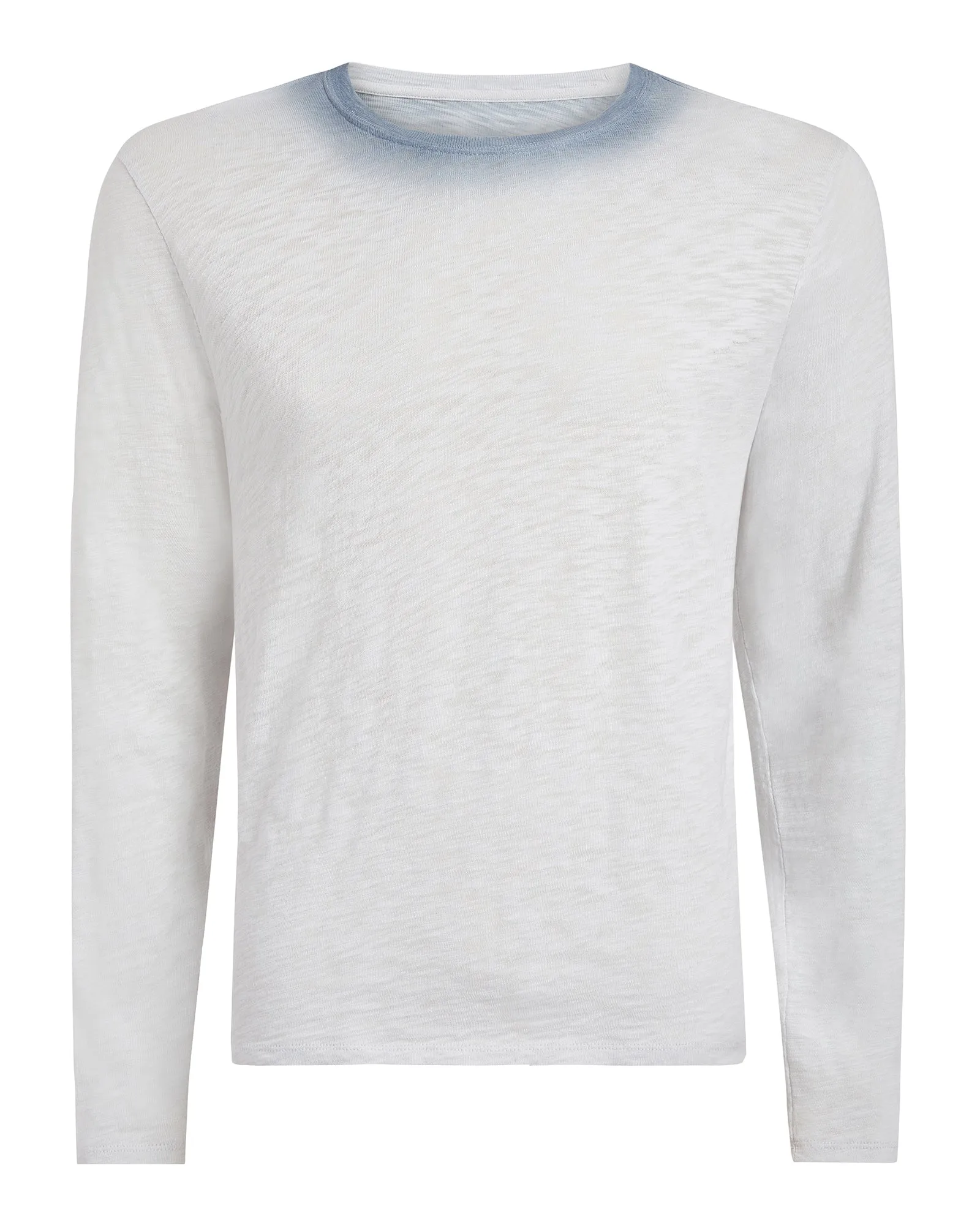 Spray Treatment Slub Jersey Destroyed Long Sleeve Crew Neck Tee - Silver-Wash Navy sold by ATM product image thumbnail 5