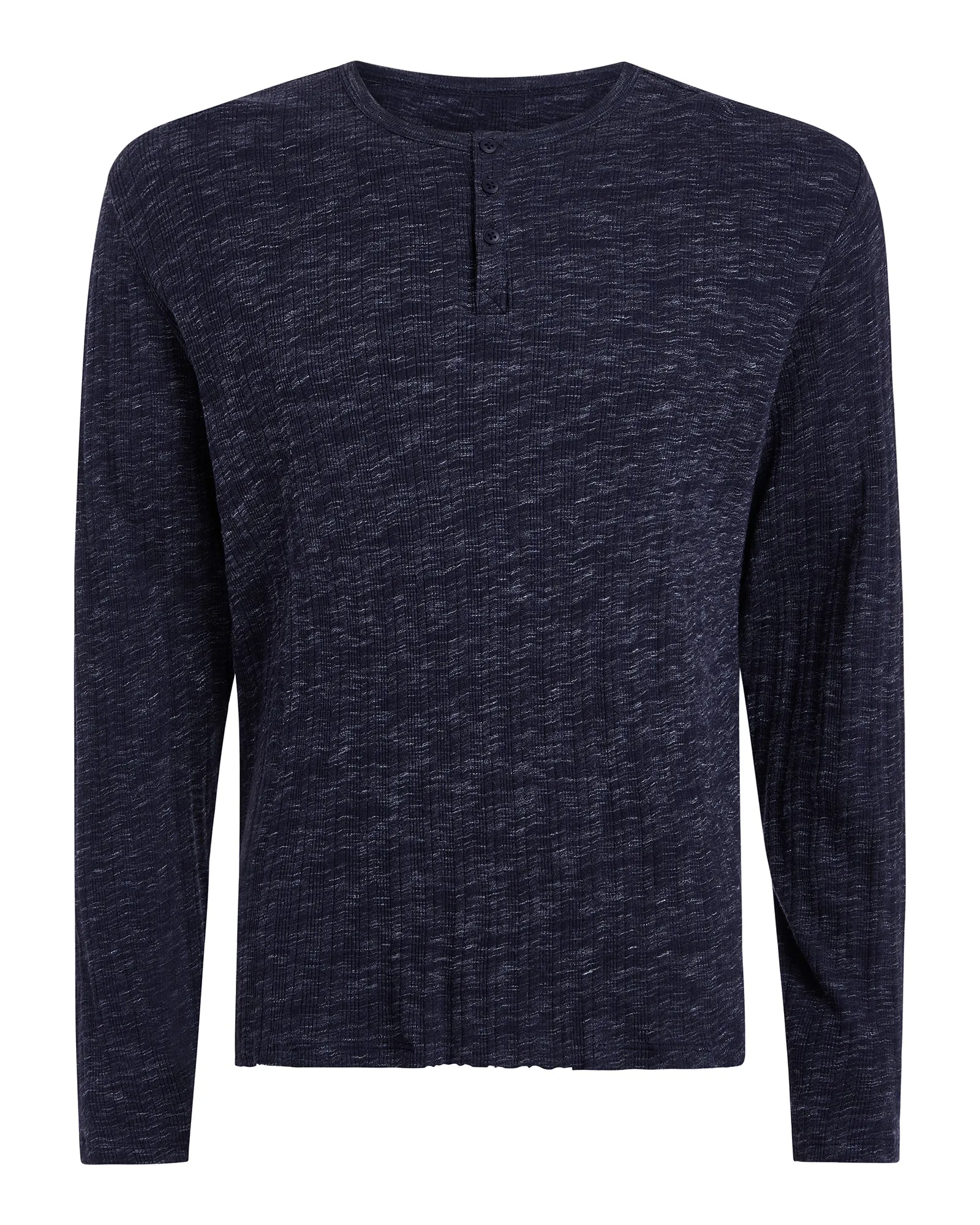 Rib Long Sleeve Destroyed Henley - Dark Navy sold by ATM product image thumbnail 5