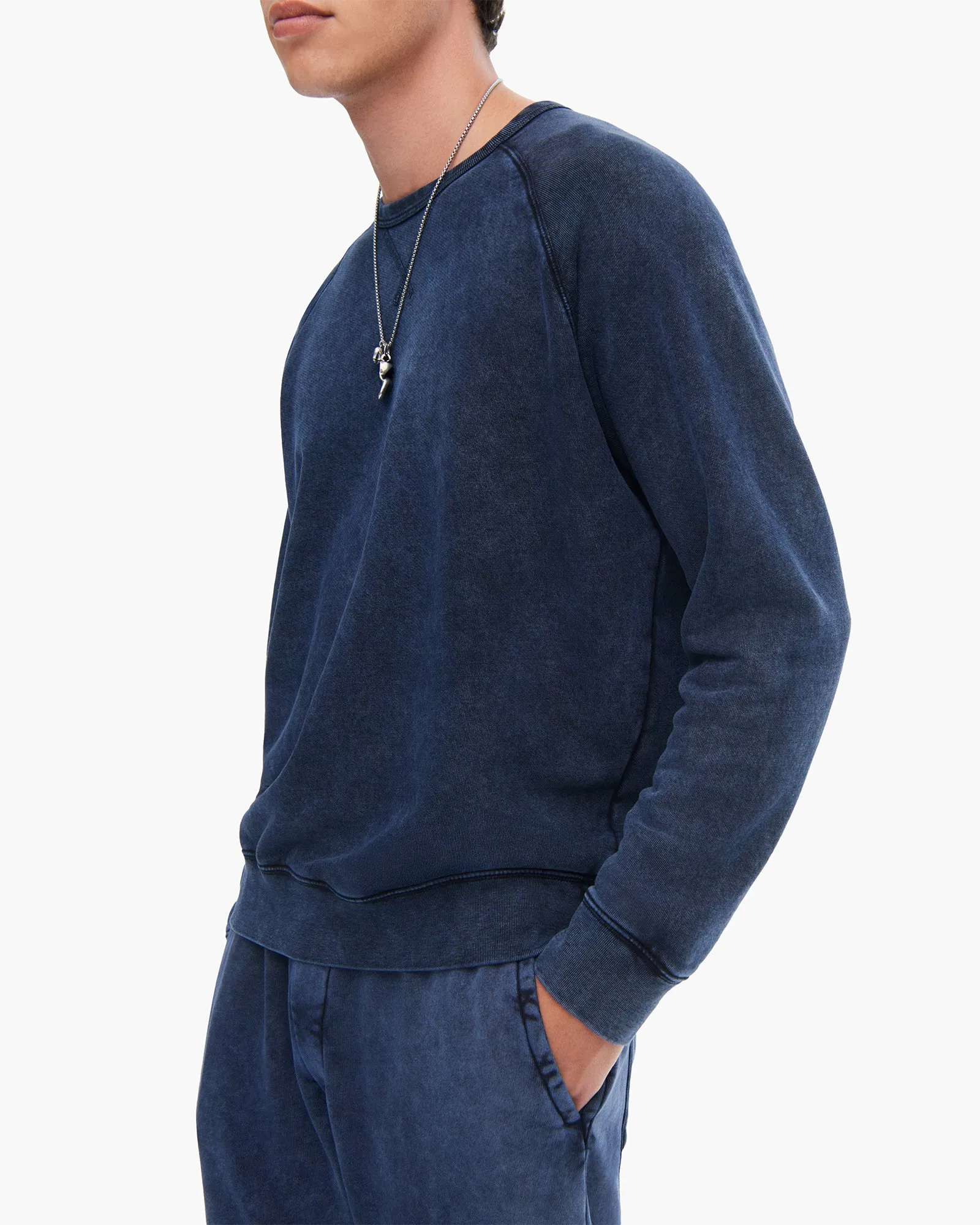 French Terry with Pigment Wash Cut Off Sweatpants - Dark Navy sold by ATM product image thumbnail 3