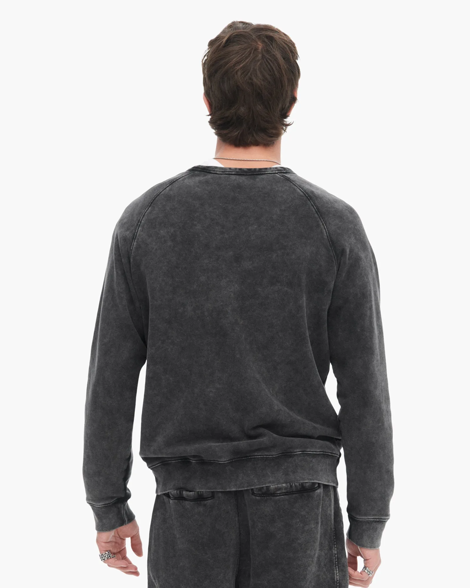 French Terry with Pigment Wash Crew Neck Pullover - Black sold by ATM product image thumbnail 3