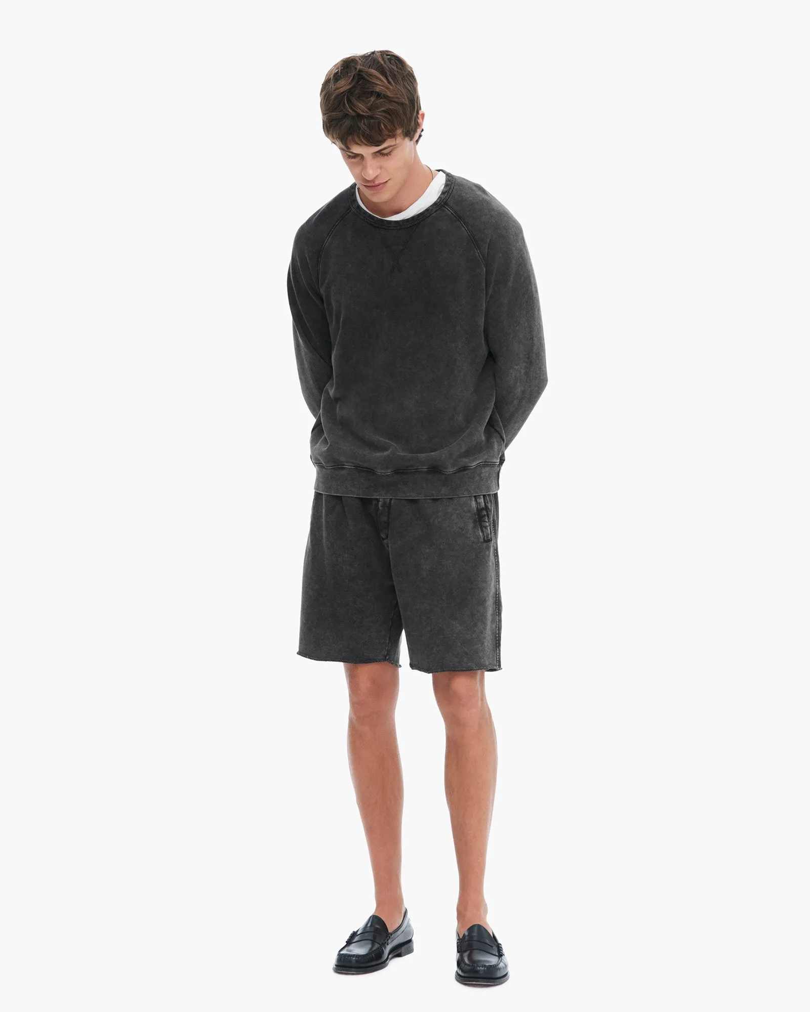 French Terry with Pigment Wash Crew Neck Pullover - Black sold by ATM