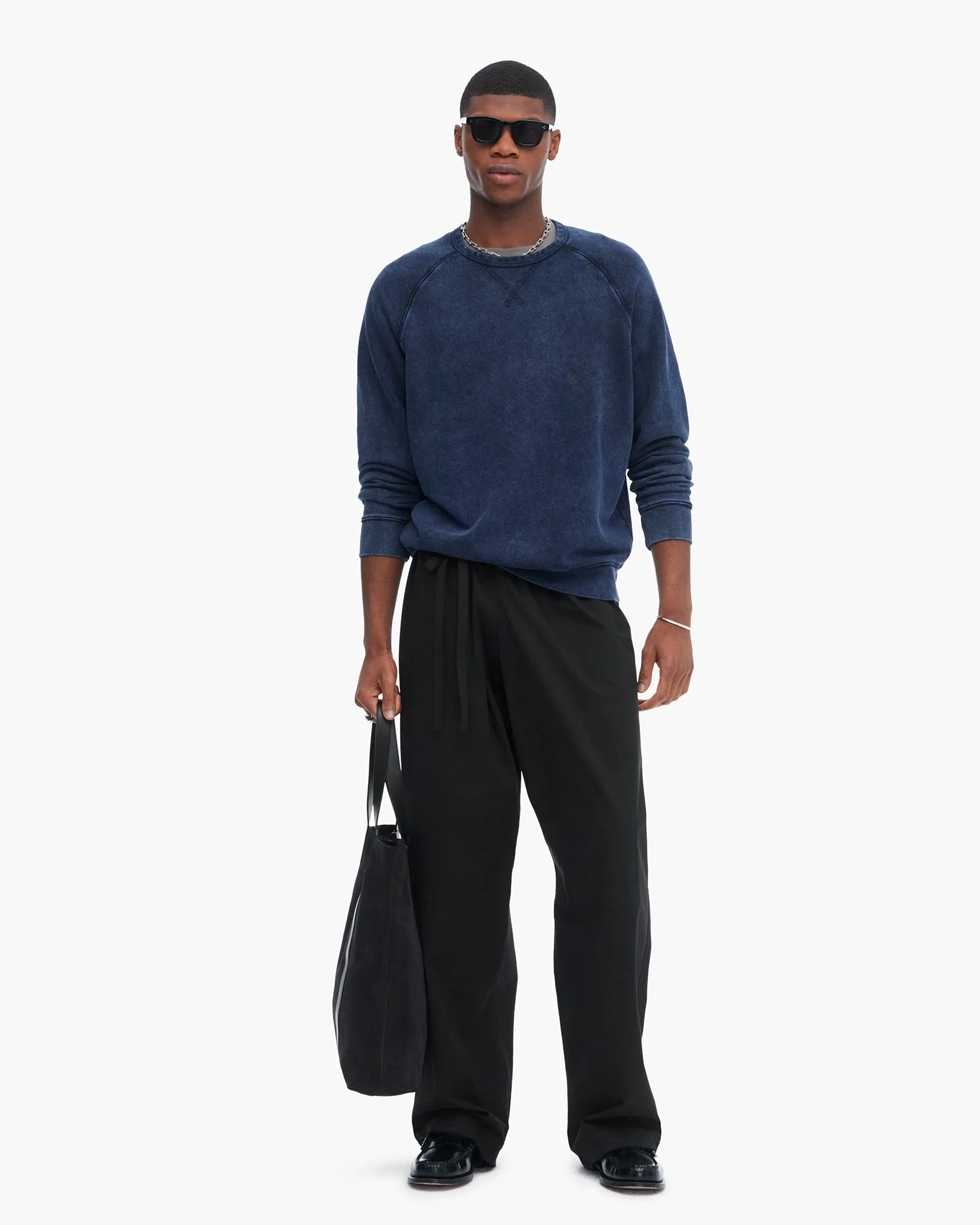 French Terry with Pigment Wash Crew Neck Pullover - Dark Navy sold by ATM