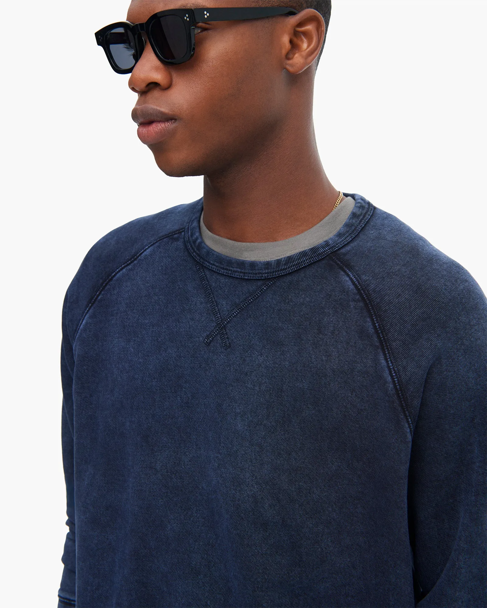 French Terry with Pigment Wash Crew Neck Pullover - Dark Navy sold by ATM product image thumbnail 4