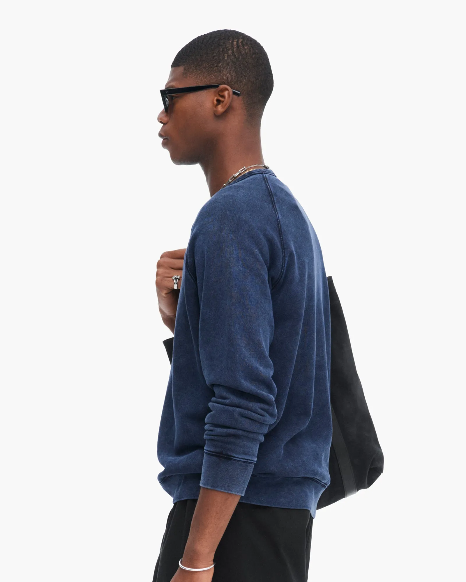French Terry with Pigment Wash Crew Neck Pullover - Dark Navy sold by ATM product image thumbnail 2