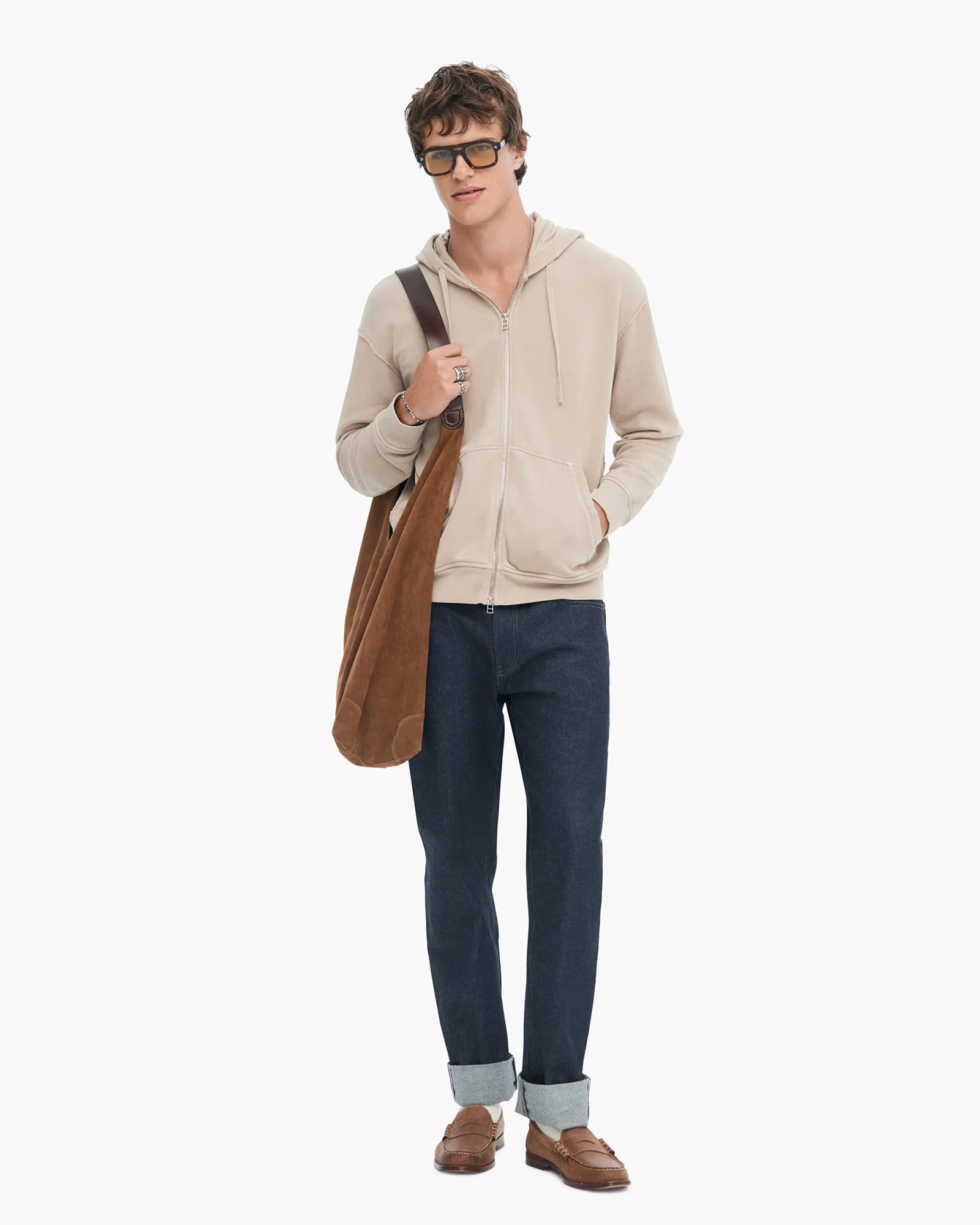 French Terry with Pigment Wash Zip Hoodie - Dune sold by ATM product image thumbnail 2