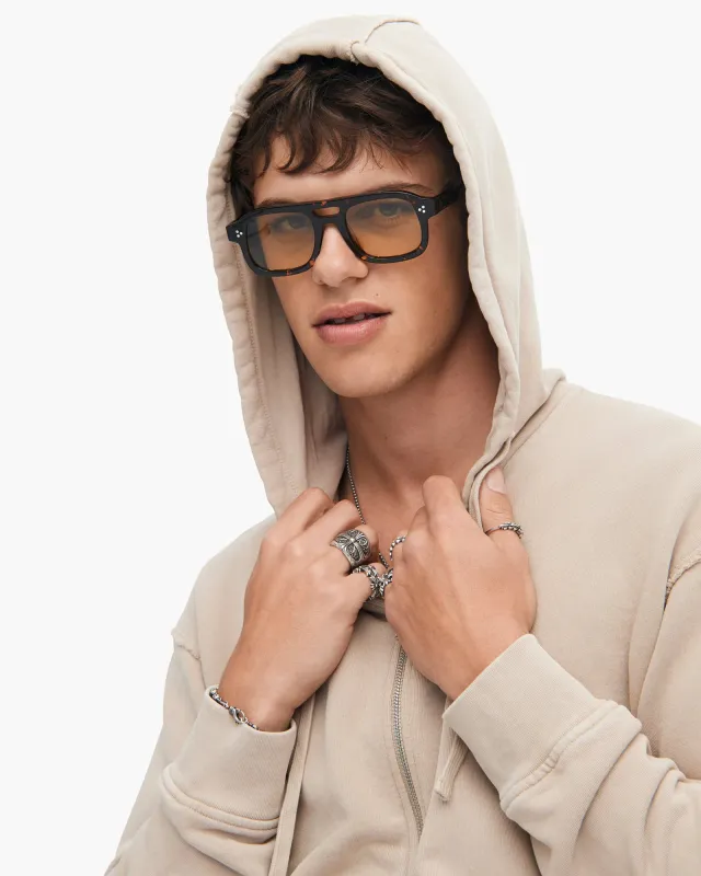 French Terry with Pigment Wash Zip Hoodie - Dune sold by ATM Anthony Thomas Melillo