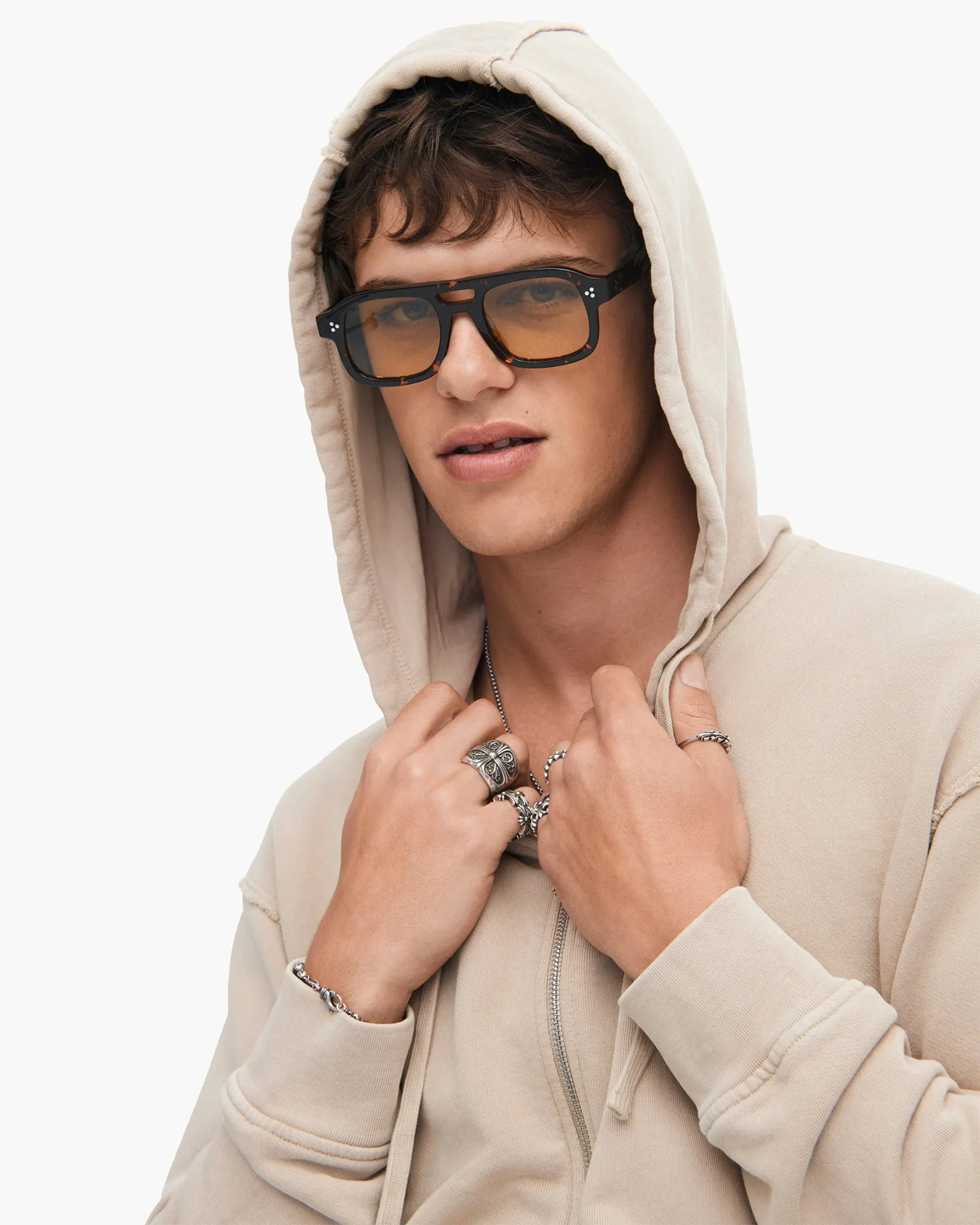 French Terry with Pigment Wash Zip Hoodie - Dune sold by ATM