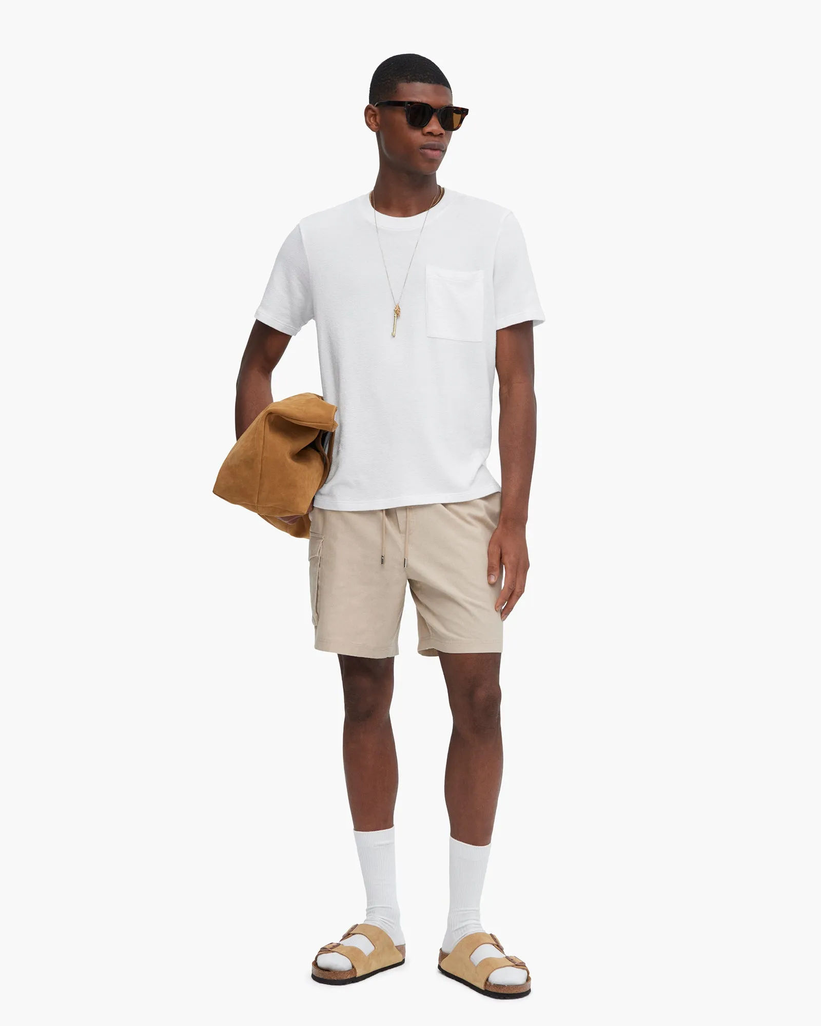 Linen Wash Pull-On Cargo Shorts - Dune sold by ATM Anthony Thomas Melillo