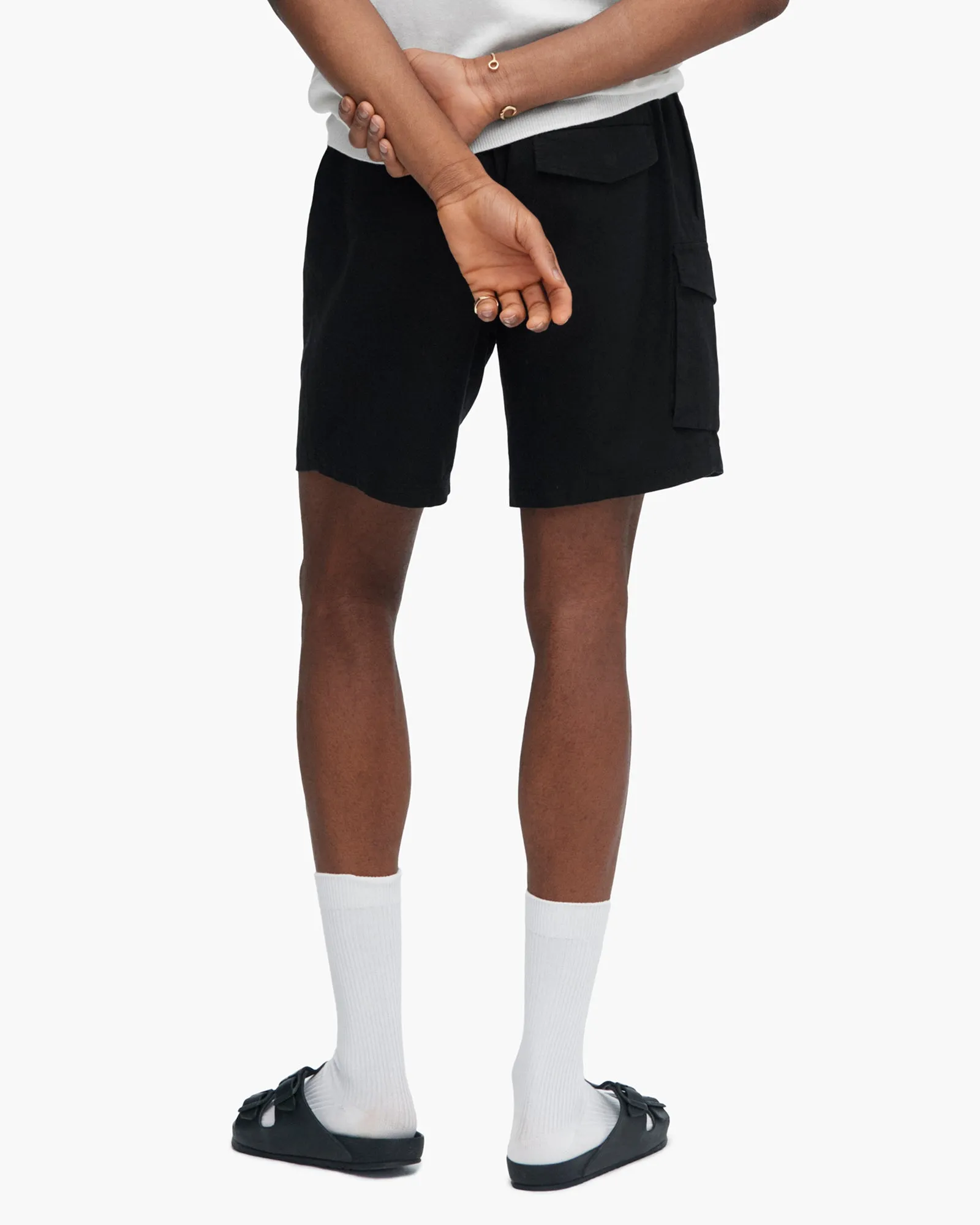 Linen Wash Pull-On Cargo Shorts - Black sold by ATM Anthony Thomas Melillo product image thumbnail 3