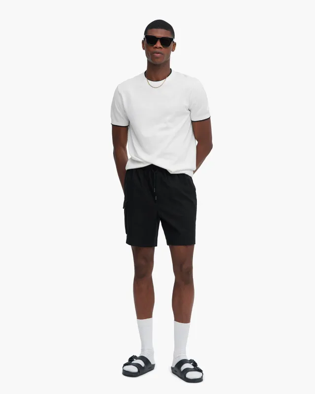 Linen Wash Pull-On Cargo Shorts - Black sold by ATM Anthony Thomas Melillo