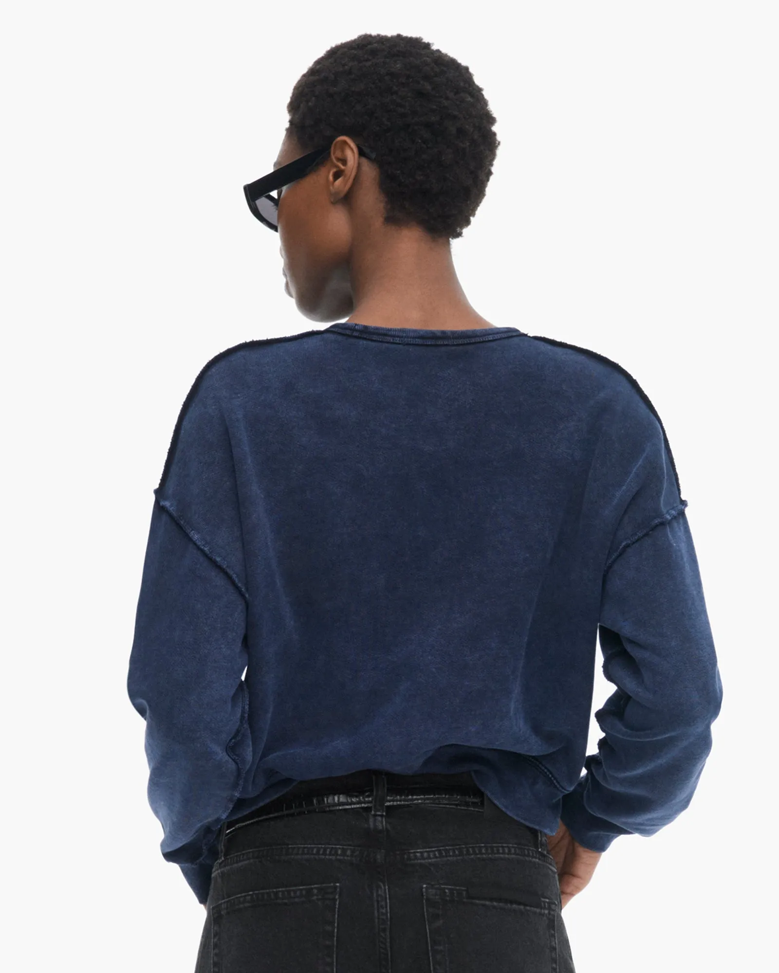 French Terry Pigment Wash Crew Neck Sweatshirt - Dark Navy sold by ATM Anthony Thomas Melillo product image thumbnail 3