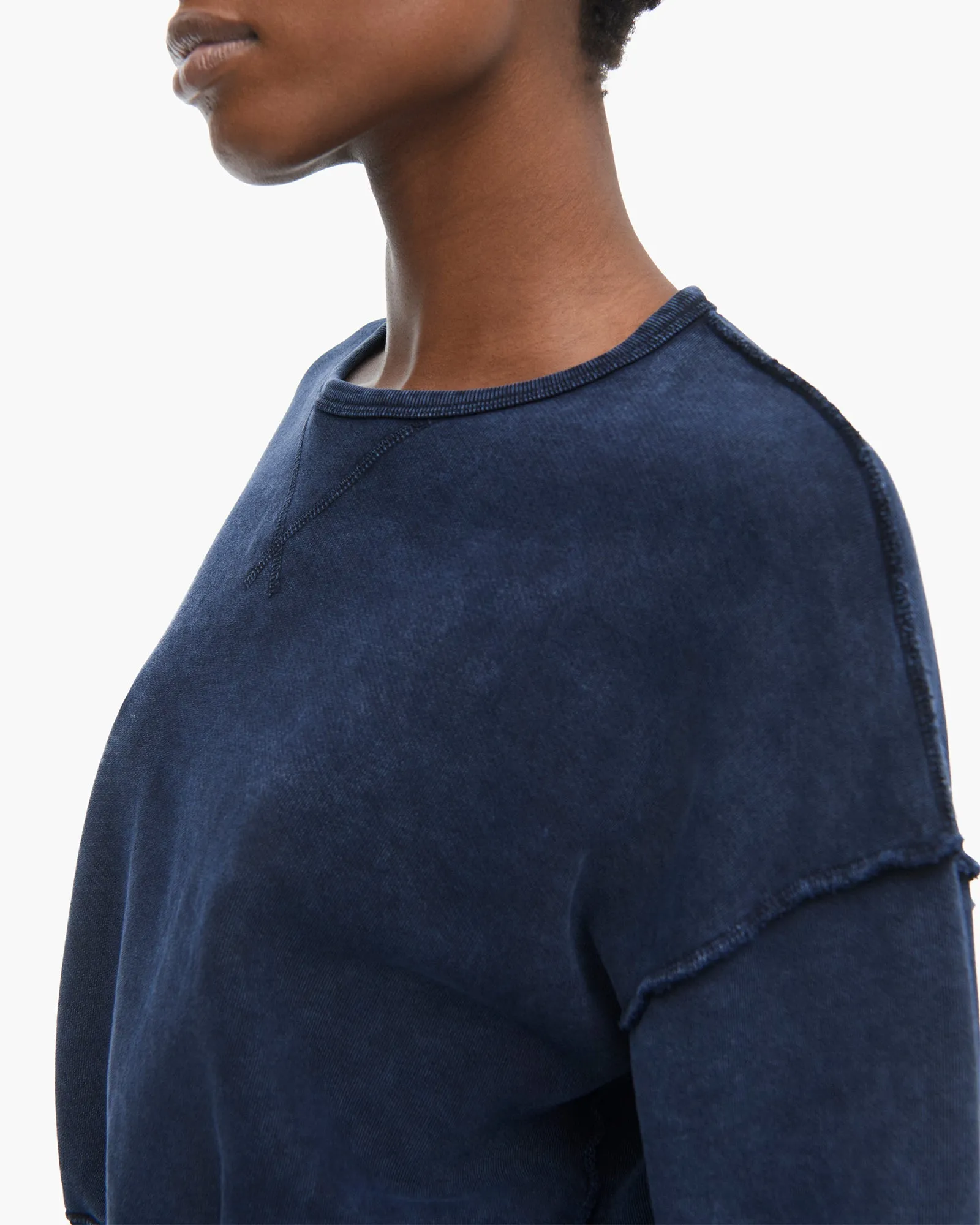 French Terry Pigment Wash Crew Neck Sweatshirt - Dark Navy sold by ATM Anthony Thomas Melillo product image thumbnail 4