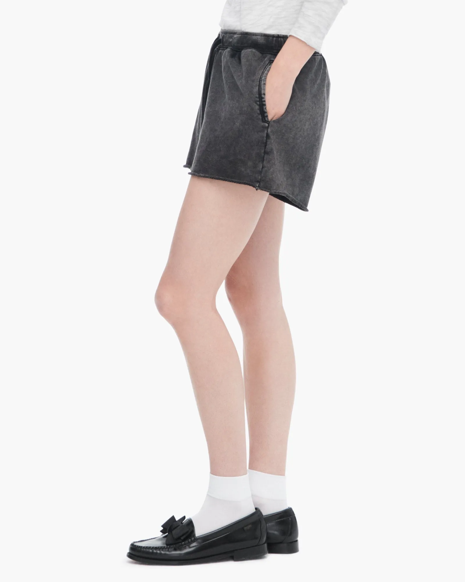 French Terry Pigment Wash Pull-On Shorts - Black sold by ATM product image thumbnail 4