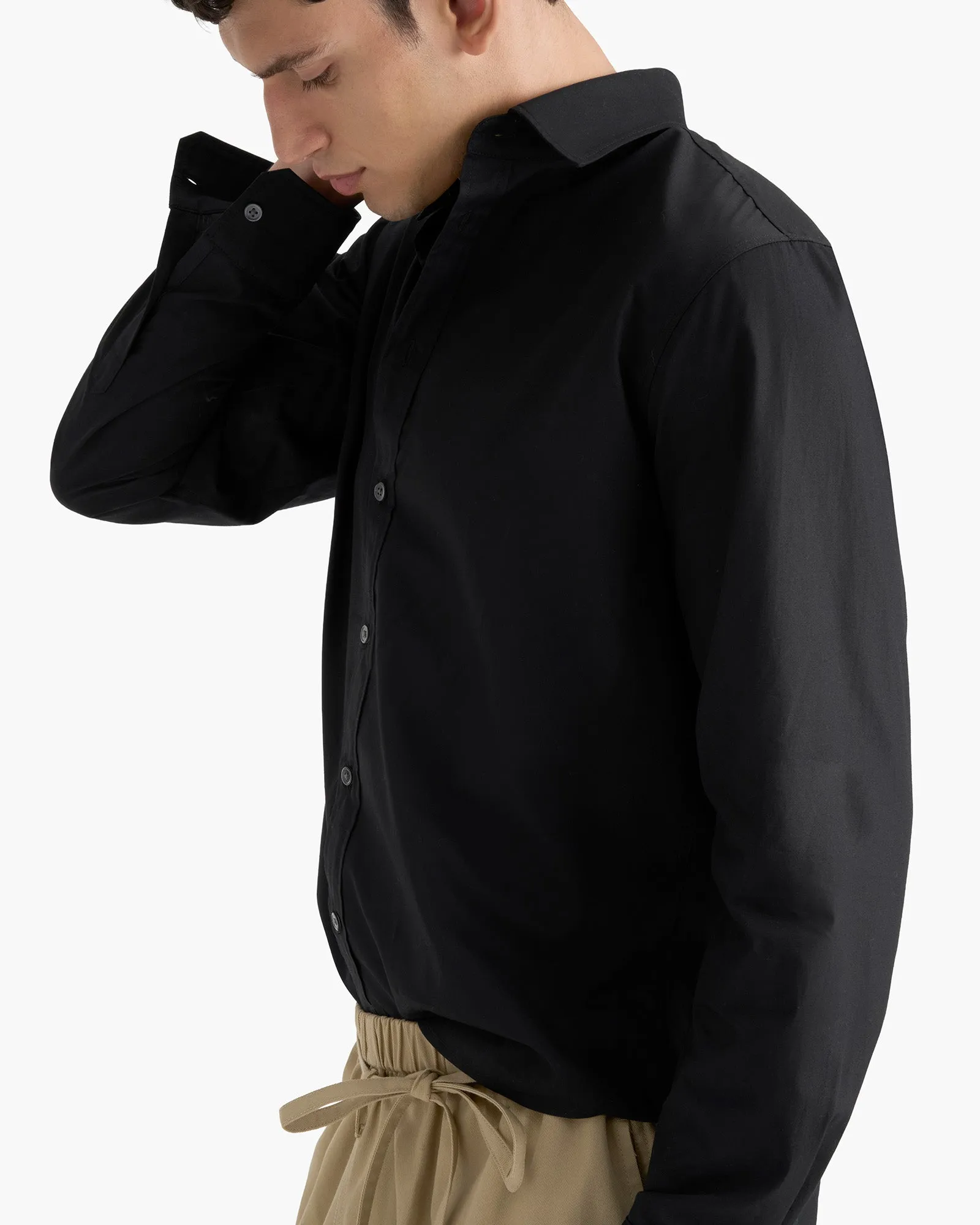 Cotton Poplin Button Down Shirt - Black sold by ATM product image thumbnail 5