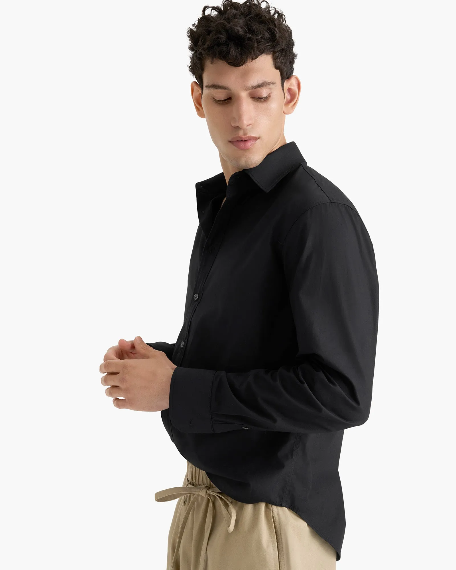 Cotton Poplin Button Down Shirt - Black sold by ATM product image thumbnail 2