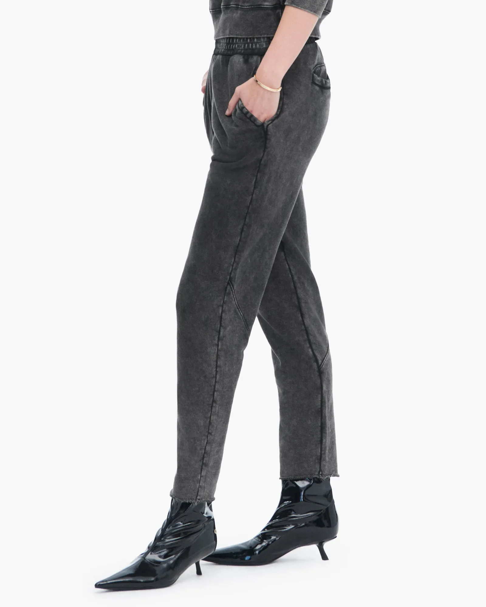 French Terry Pigment Wash Cut-Off Sweatpants - Black sold by ATM product image thumbnail 2