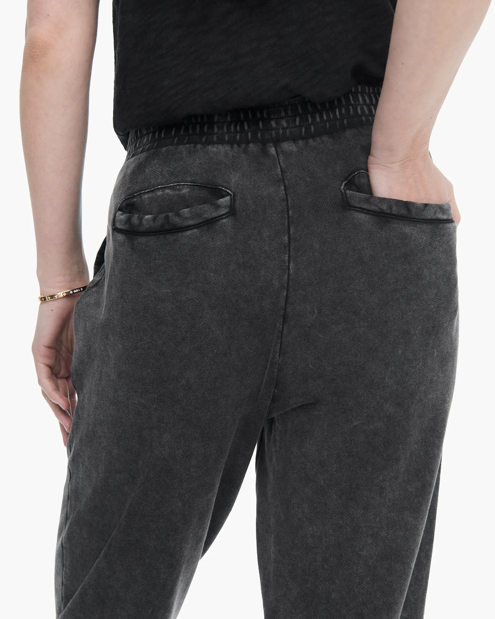 French Terry Pigment Wash Cut-Off Sweatpants - Black sold by ATM product image thumbnail 4