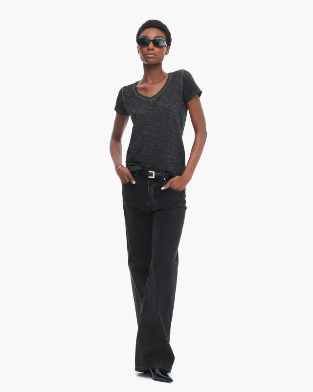 Sublime Wash Slub Jersey Schoolboy V-Neck Tee - Black sold by ATM Anthony Thomas Melillo