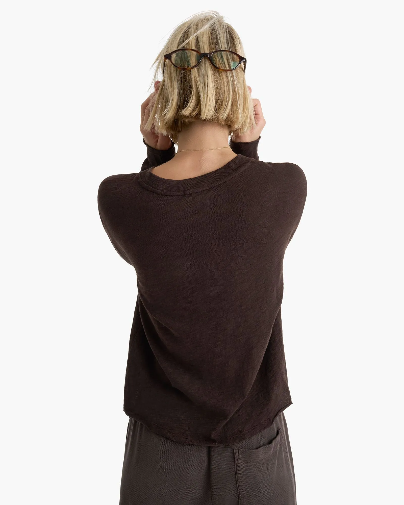 Slub Jersey Long Sleeve Destroyed Wash Tee - Dark Chocolate sold by ATM product image thumbnail 5