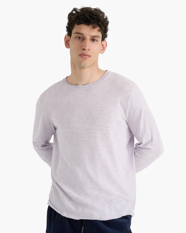 Slub Jersey Long Sleeve Destroyed Wash Tee - Faded Lavender sold by ATM