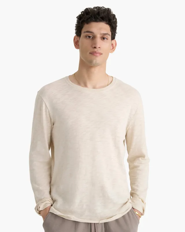 Slub Jersey Long Sleeve Destroyed Wash Tee - Bleached Oak sold by ATM
