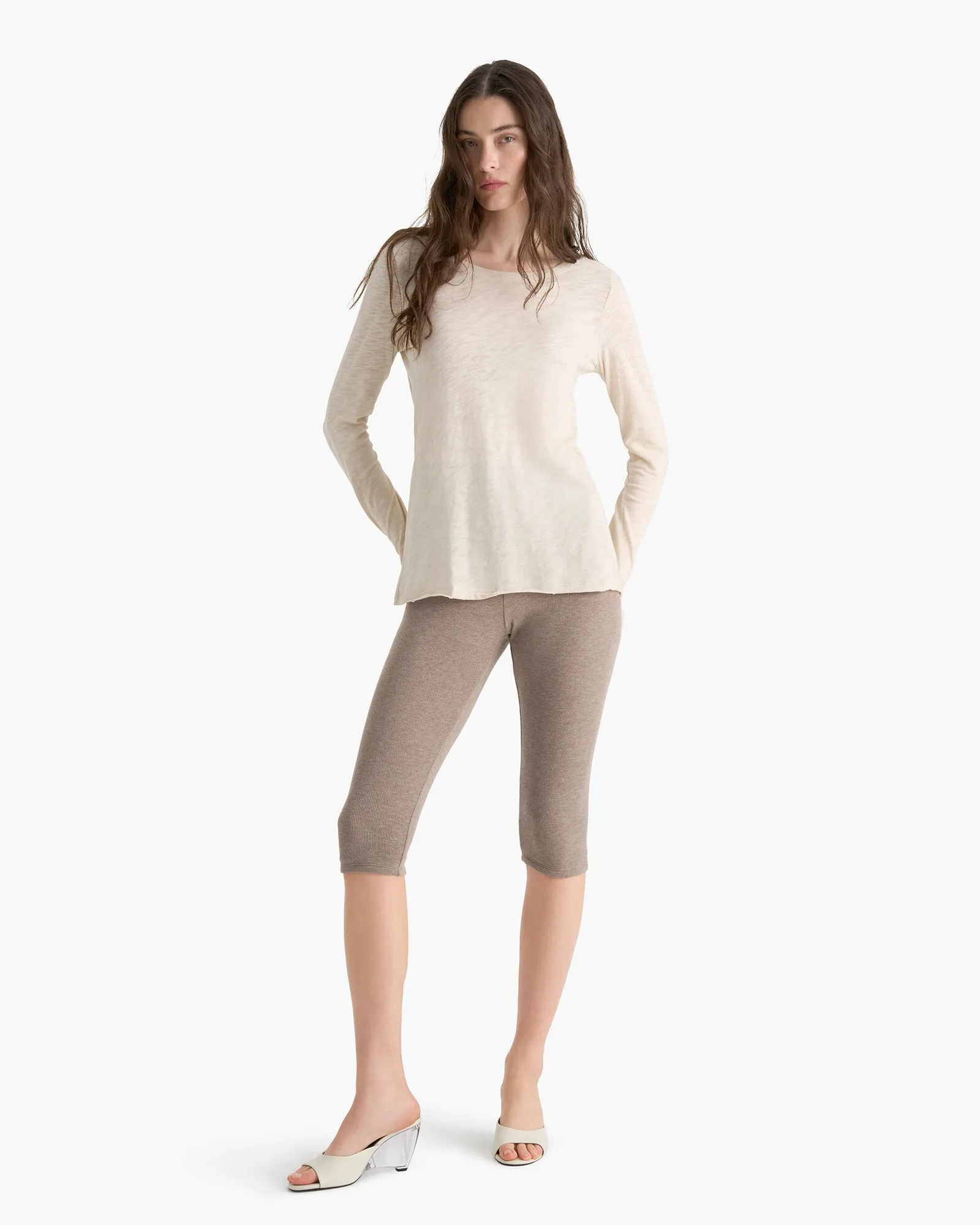 Slub Jersey Long Sleeve Destroyed Wash Tee - Bleached Oak sold by ATM product image thumbnail 2