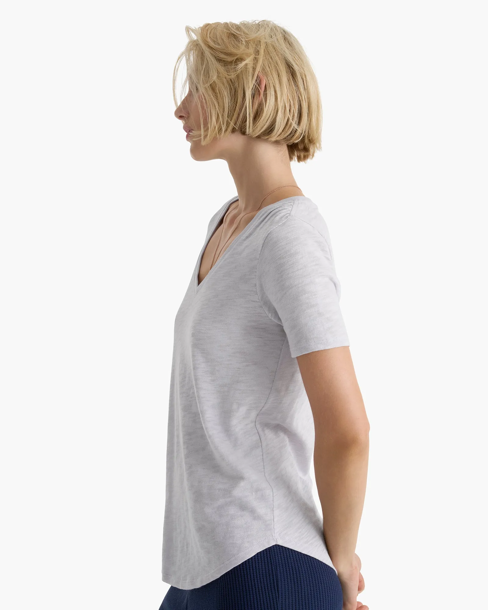 Slub Jersey Classic V-Neck Tee - Faded Lavender sold by ATM product image thumbnail 4