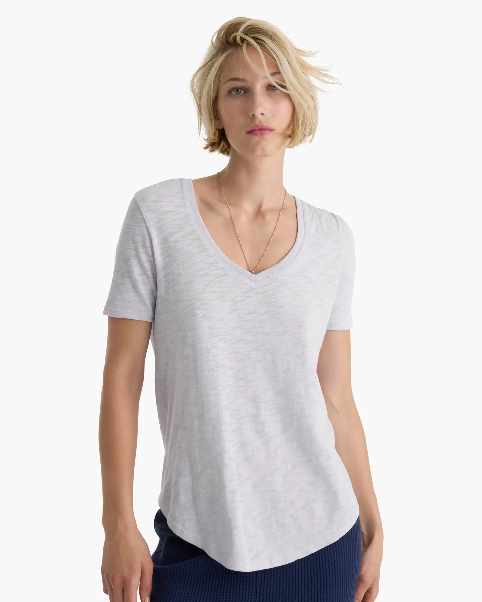 Slub Jersey Classic V-Neck Tee - Faded Lavender sold by ATM product image thumbnail 3