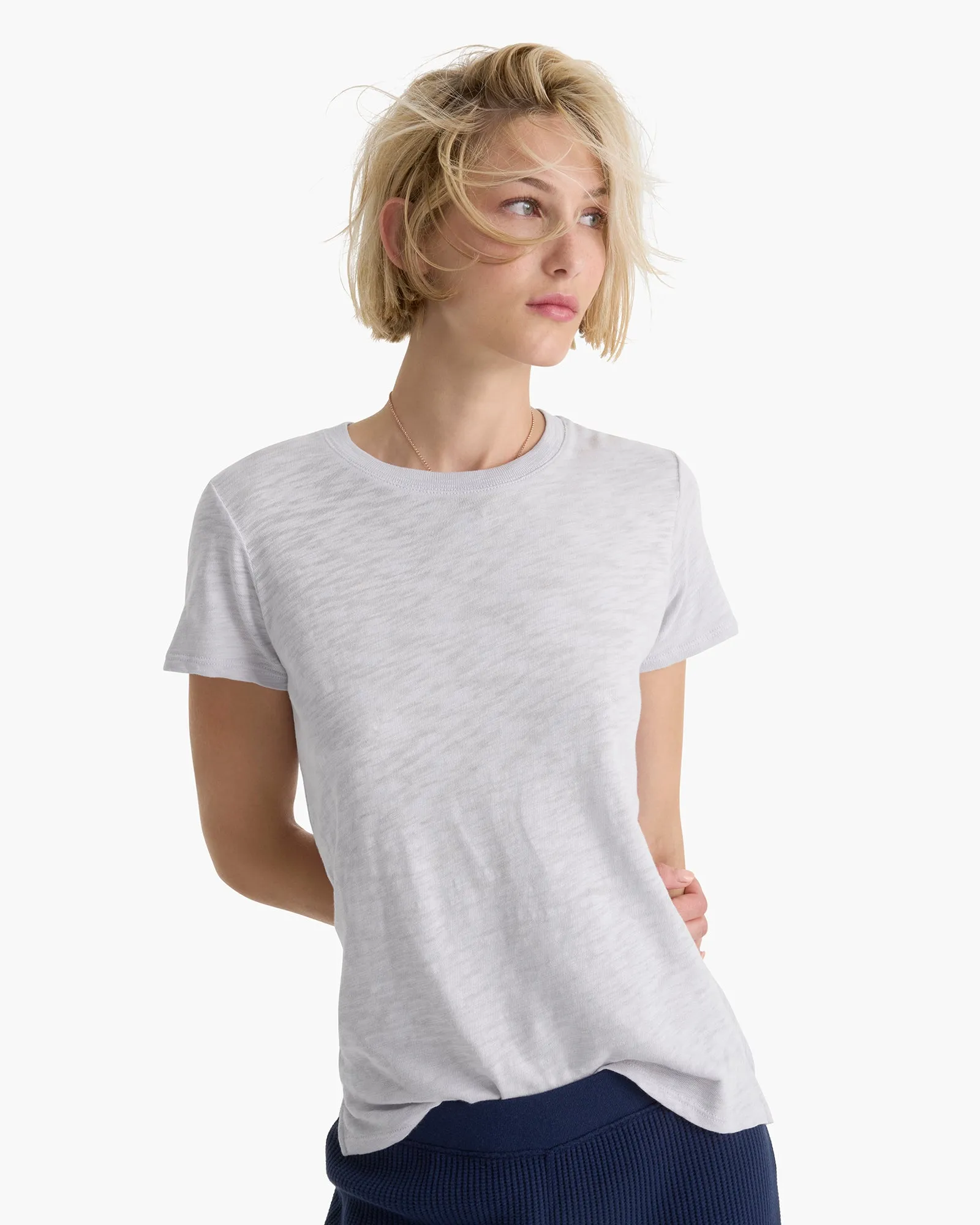 Slub Jersey Schoolboy Crew Neck Tee - Faded Lavender sold by ATM