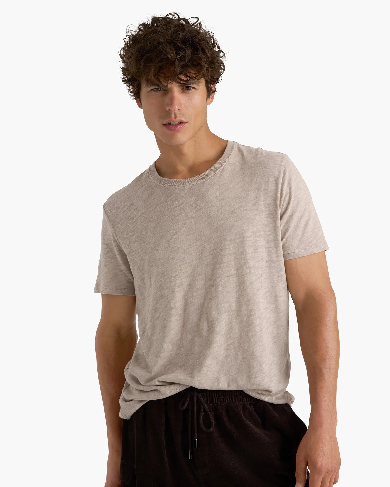 Slub Jersey Crew Neck Tee - French Oak sold by ATM