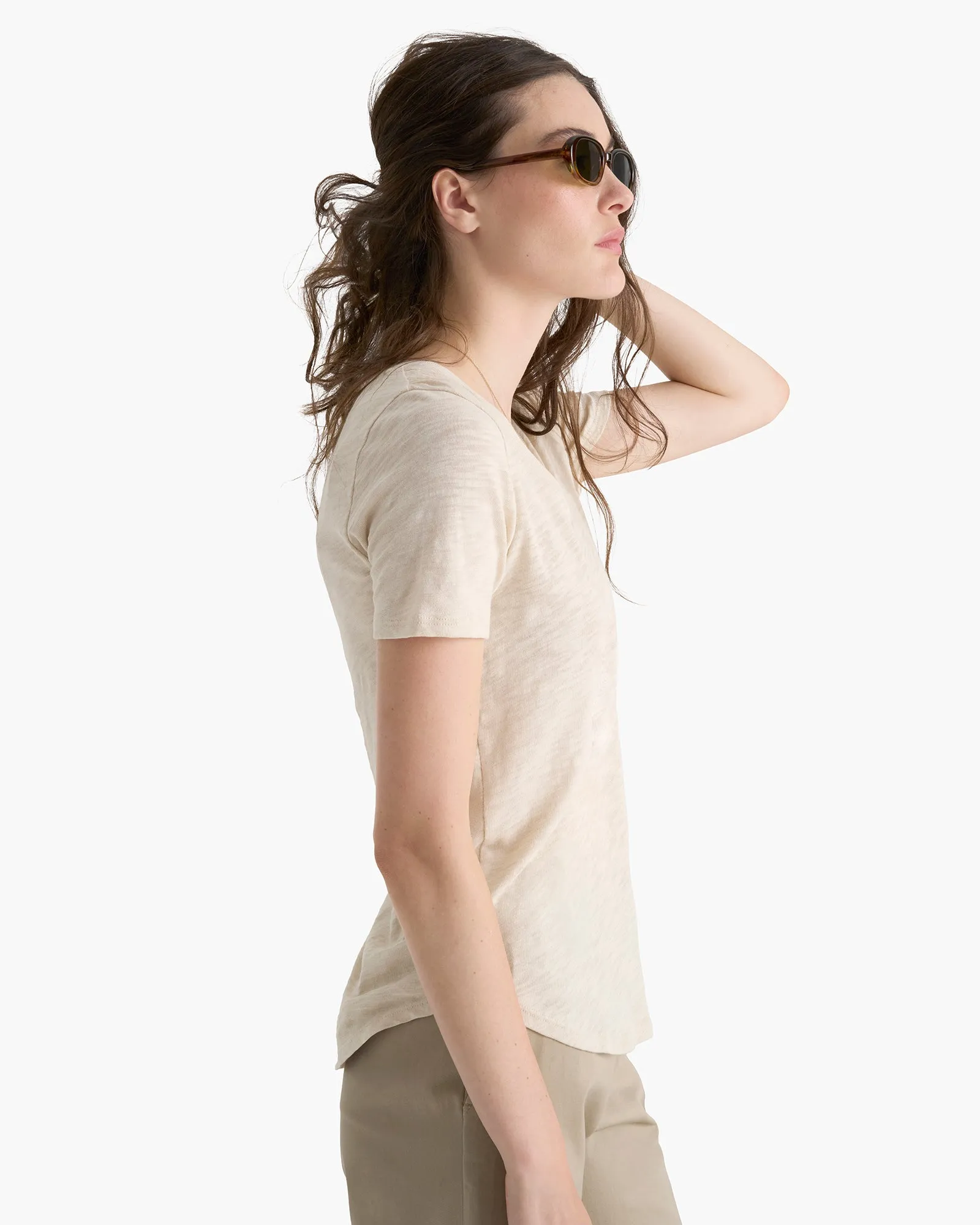 Slub Jersey Classic V-Neck Tee - Bleached Oak sold by ATM product image thumbnail 3