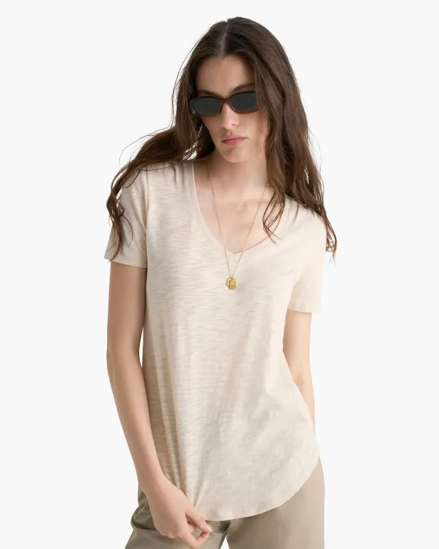 Slub Jersey Classic V-Neck Tee - Bleached Oak sold by ATM Anthony Thomas Melillo